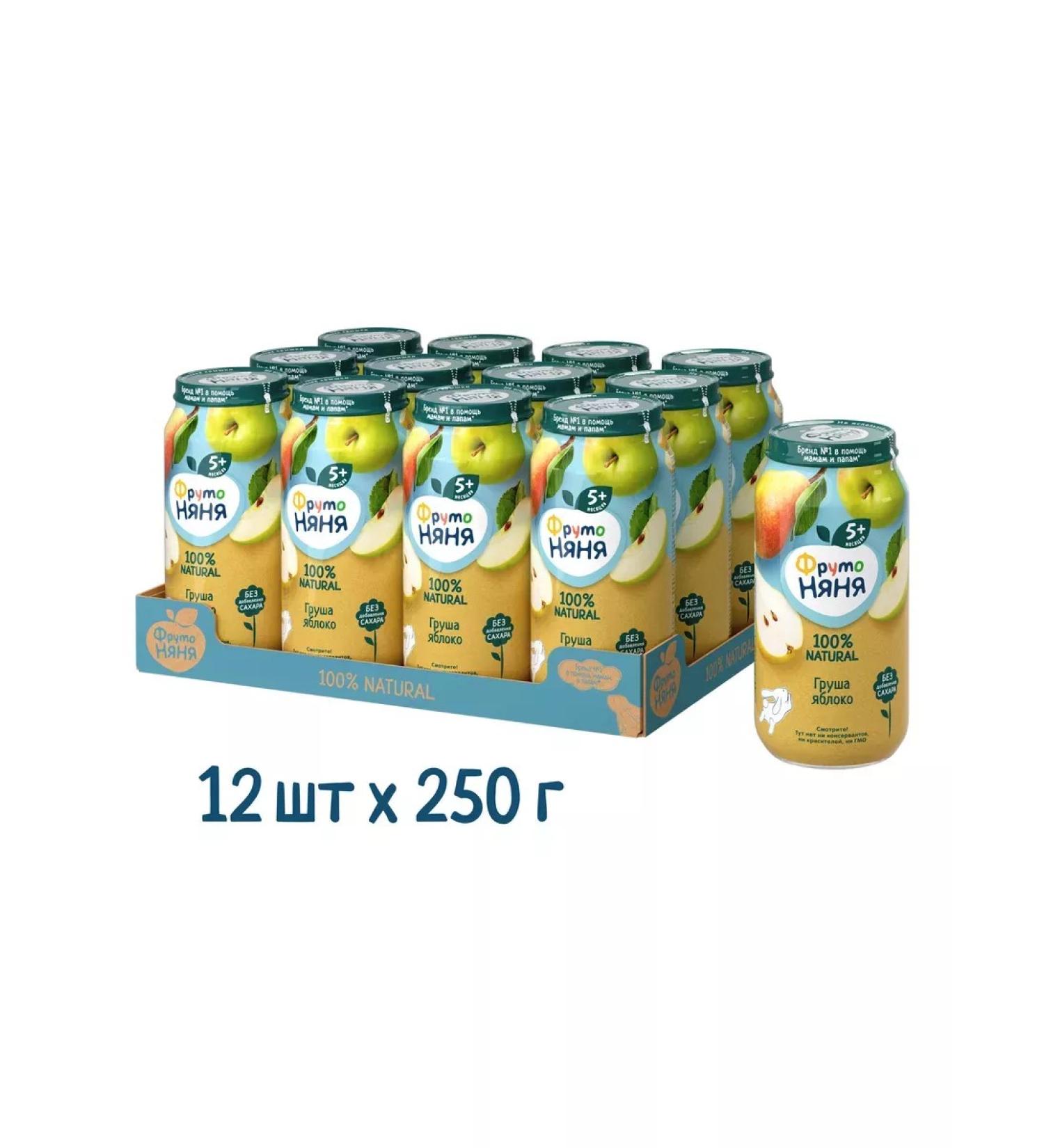 Frutonyanya Puree from 5 months apple and pear 250 g 12 pcs - Buy Online on GoSupps.com