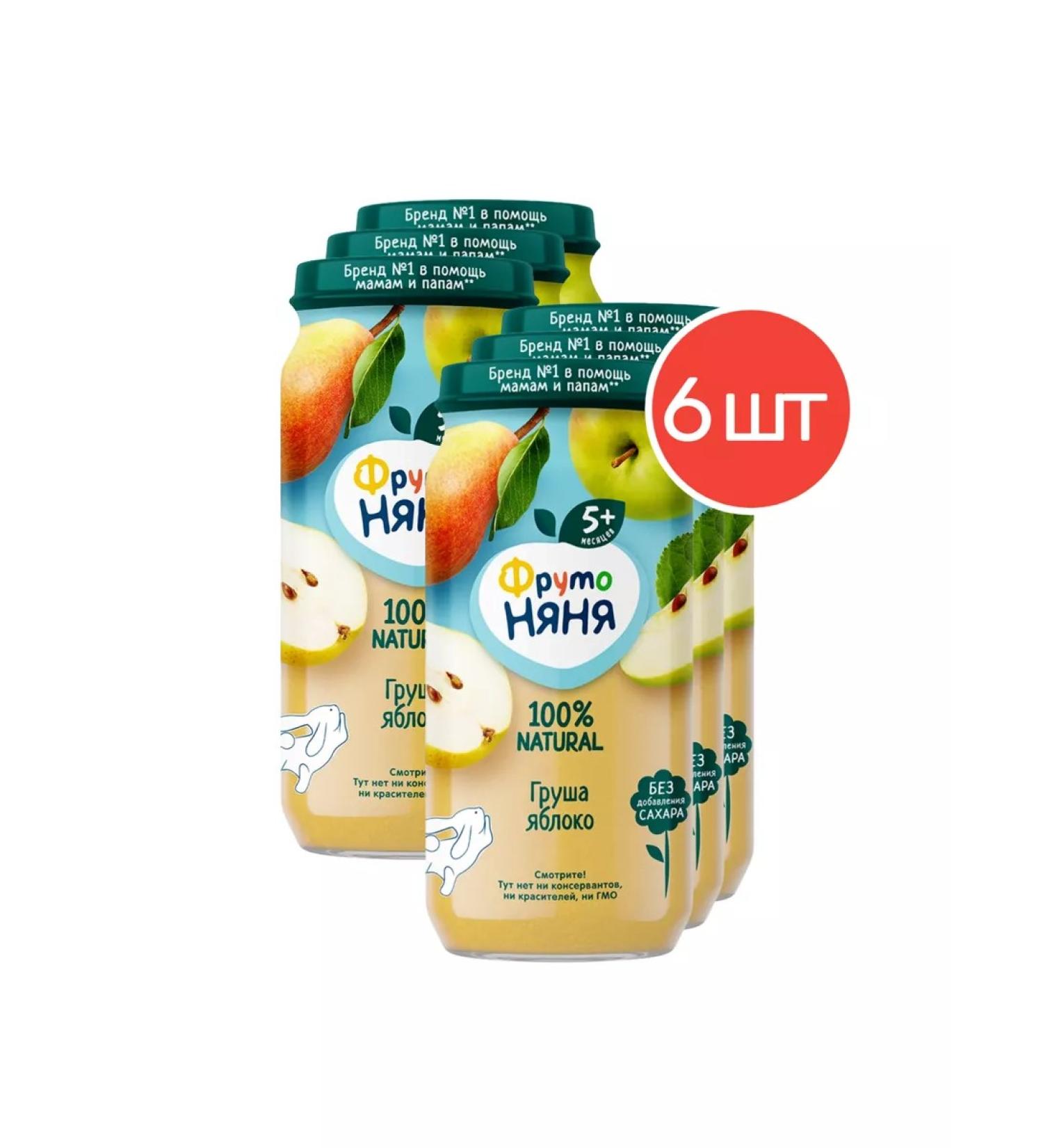 Frutonyanya Puree from 5 months apple and pear 250 g 6 pcs - Buy Online on GoSupps.com