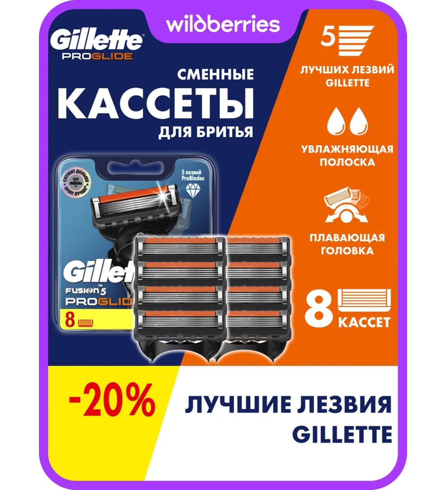 GILLETTE Showing cassettes Face 5 Proglide 8 razor shifts - Buy Online on GoSupps.com