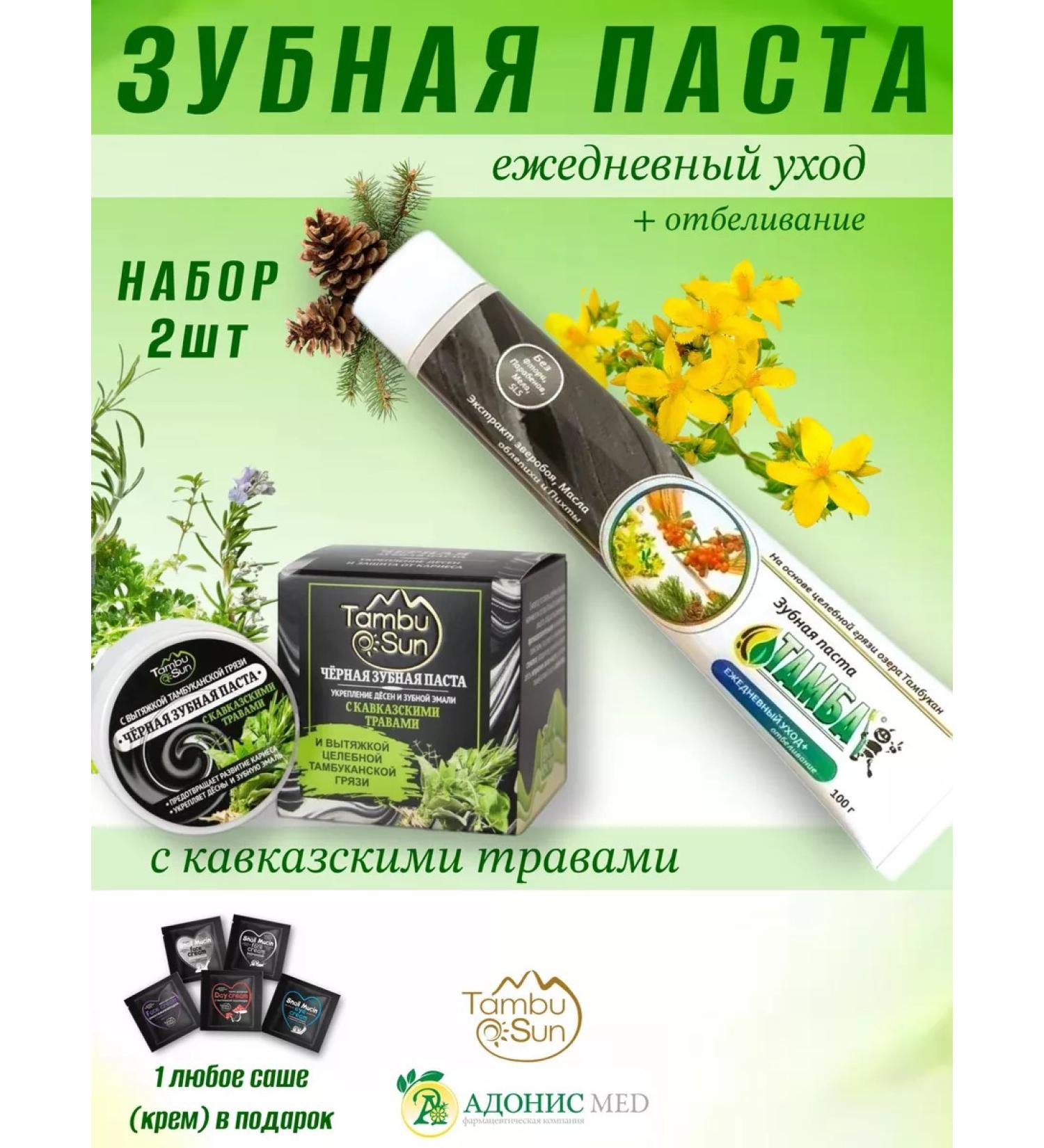 Dental paste daily care + black with Caucasian herbs