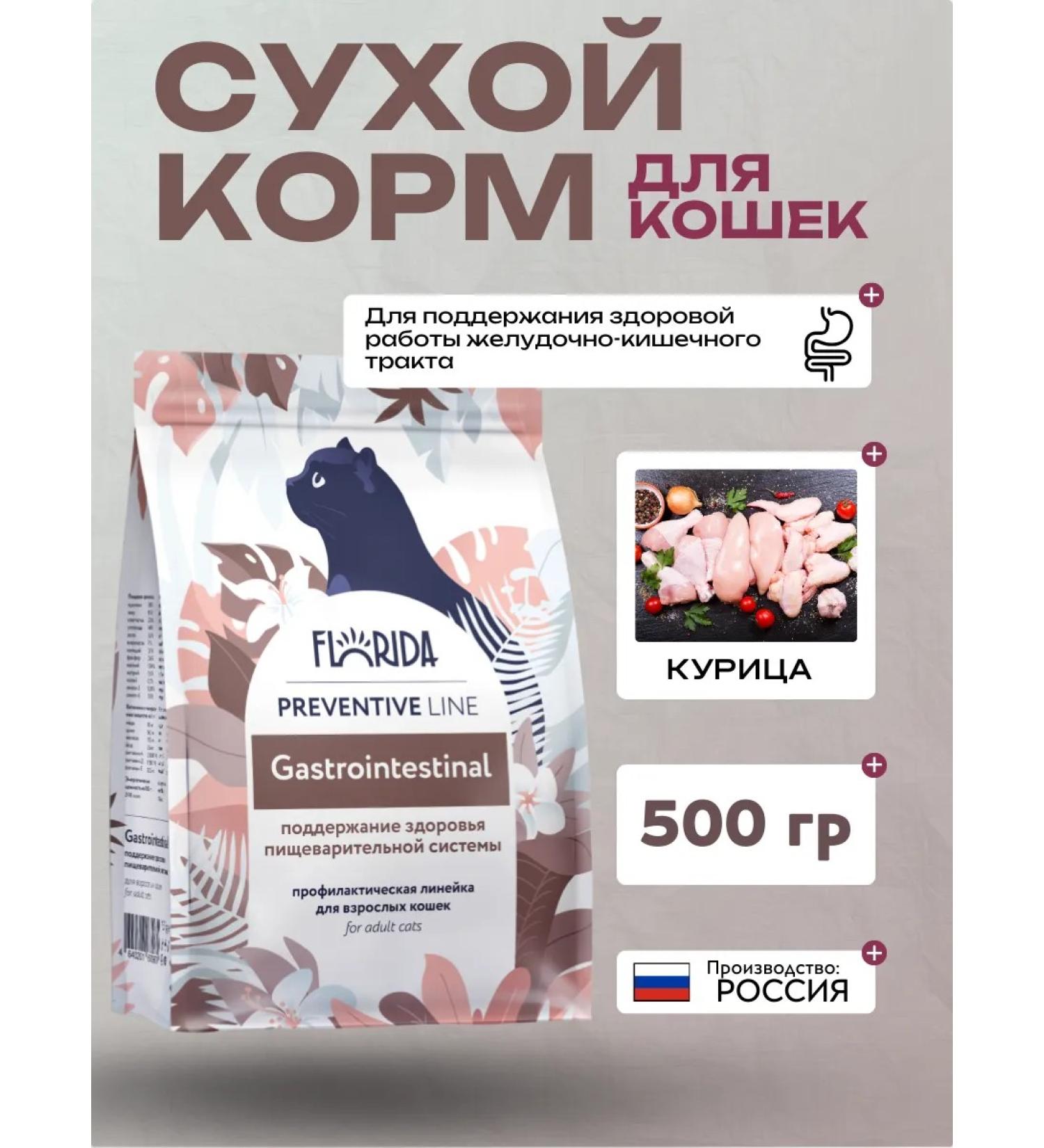 FLORIDA GastroinTestinal Dry food for cats with chicken 500 grams