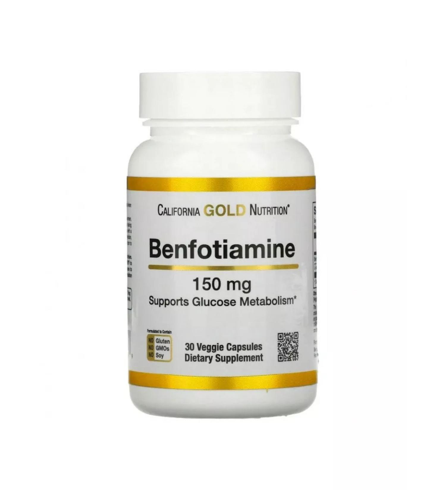 California Gold Nutrition Benfotiamine (vitamin B1) 150 mg 30 capsules - Buy Online on GoSupps.com