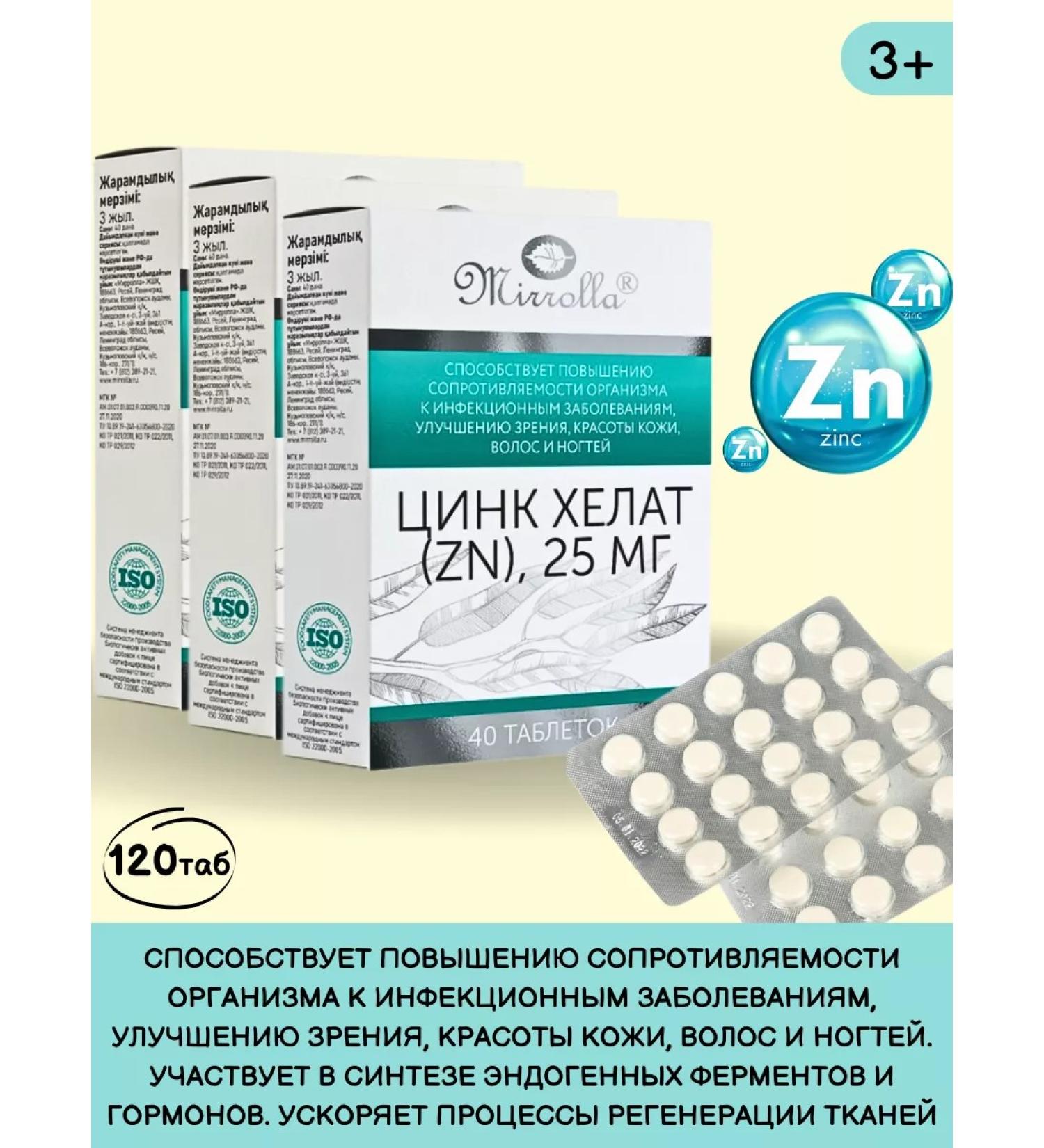 mirrolla Zinc Helat 25 mg for health 3+ 3pcs - Buy Online on GoSupps.com