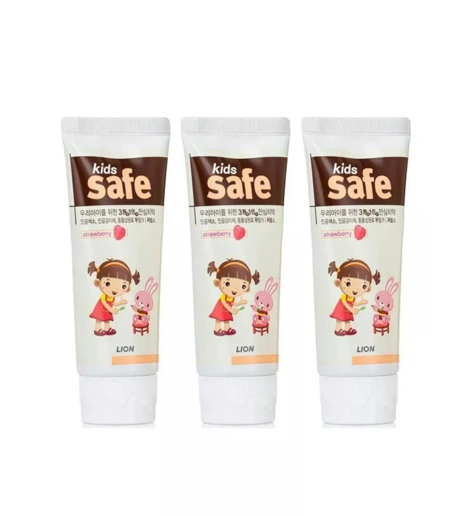 LION Pasta Toothpass Kids Safe "Strawberry" 3 pcs 90 g - Buy Online on GoSupps.com