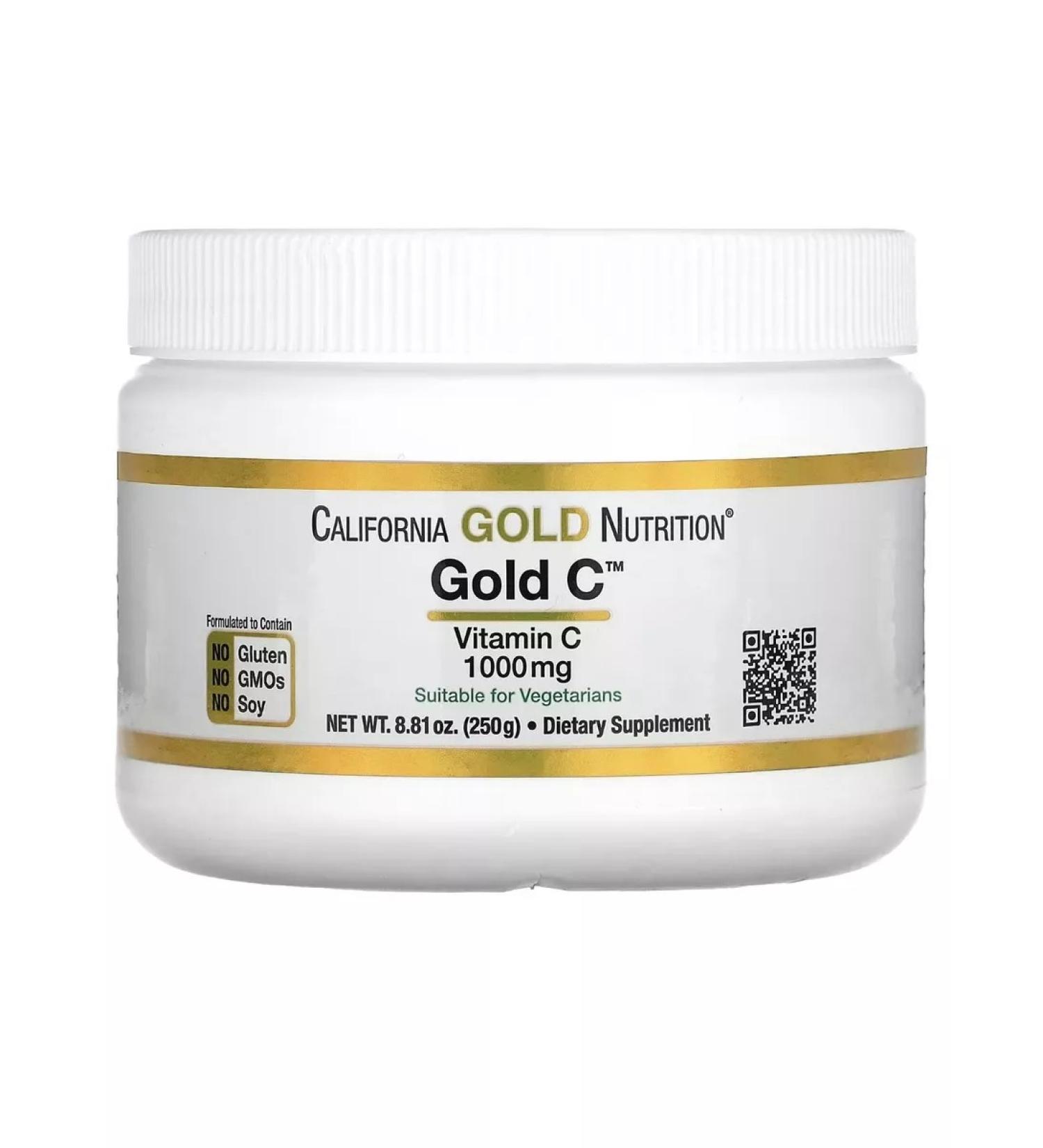 California Gold Nutrition Gold C Powder Vitamin C 1000mg 250 g - Buy Online on GoSupps.com