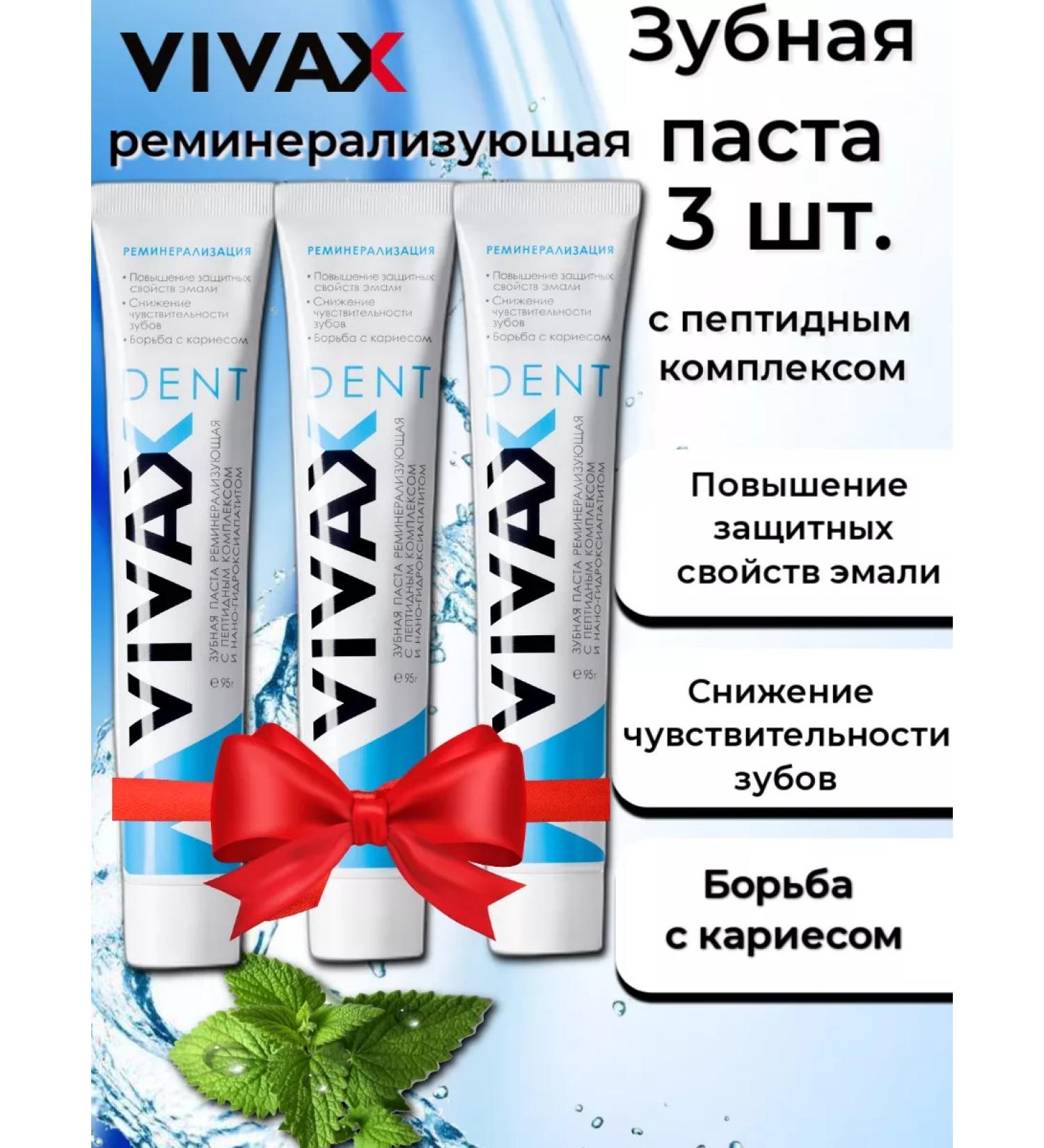 Vivax Remineralizing toothpaste with a peptide complex (3 pcs.) - Buy Online on GoSupps.com