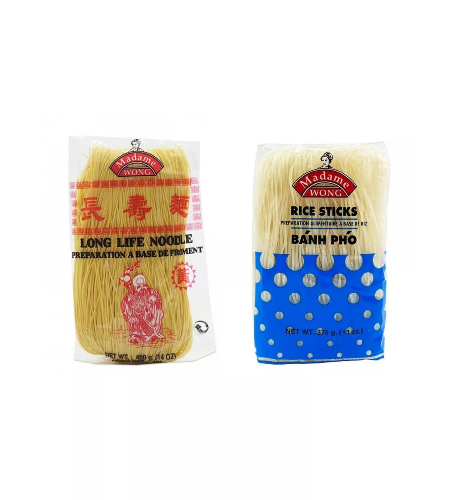 Madame Wong Lapsha "noodles of longevity" 400 g and noodles rice 1 mm 375 g - Buy Online on GoSupps.com
