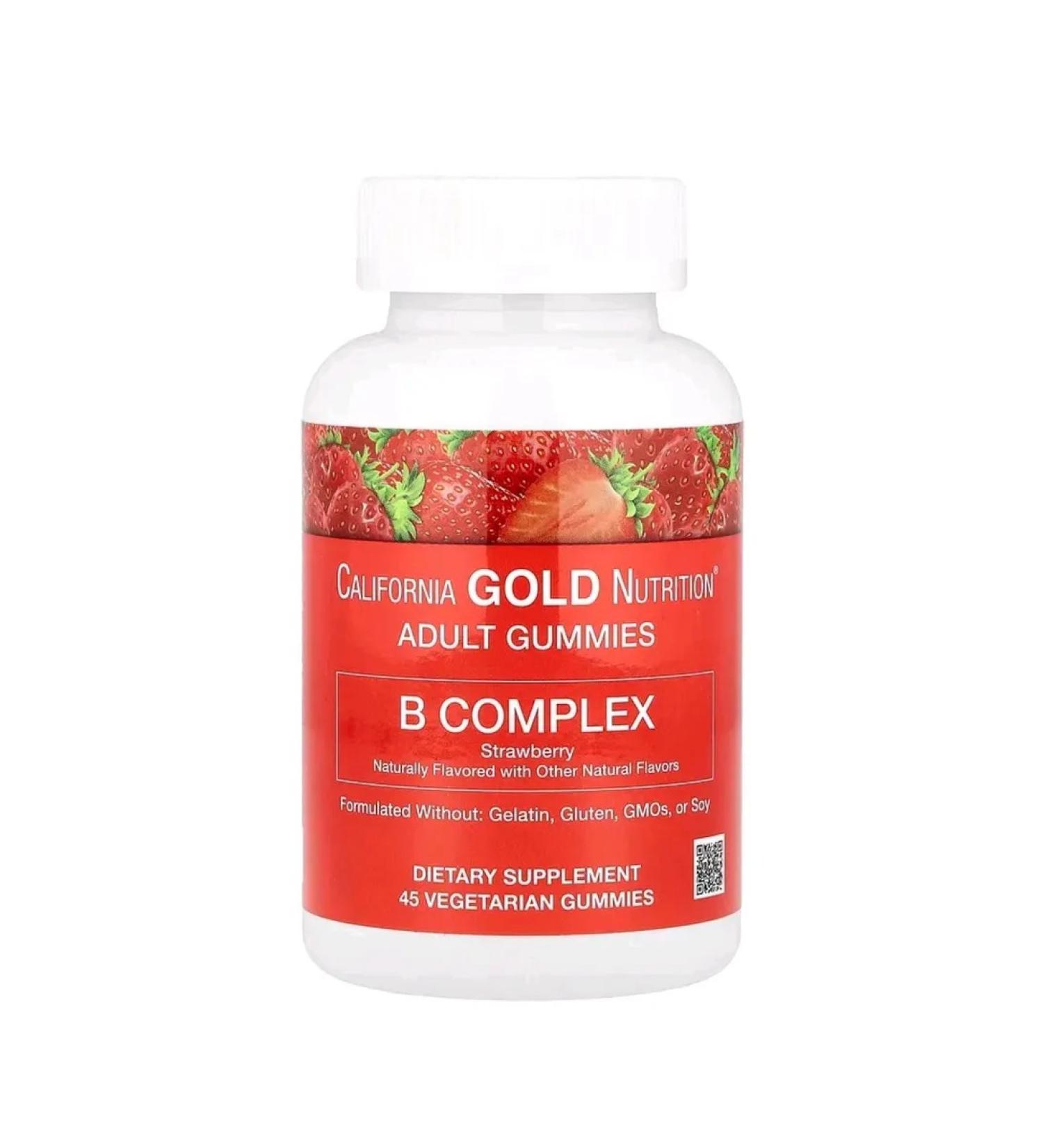 California Gold Nutrition Chewing tablets B Complex strawberry taste 45 pieces - Buy Online on GoSupps.com