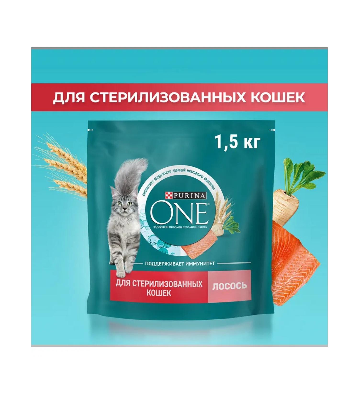 PURINA ONE Dry food for sterilized cats salmon 1.5kg 1 pcs - Buy Online on GoSupps.com