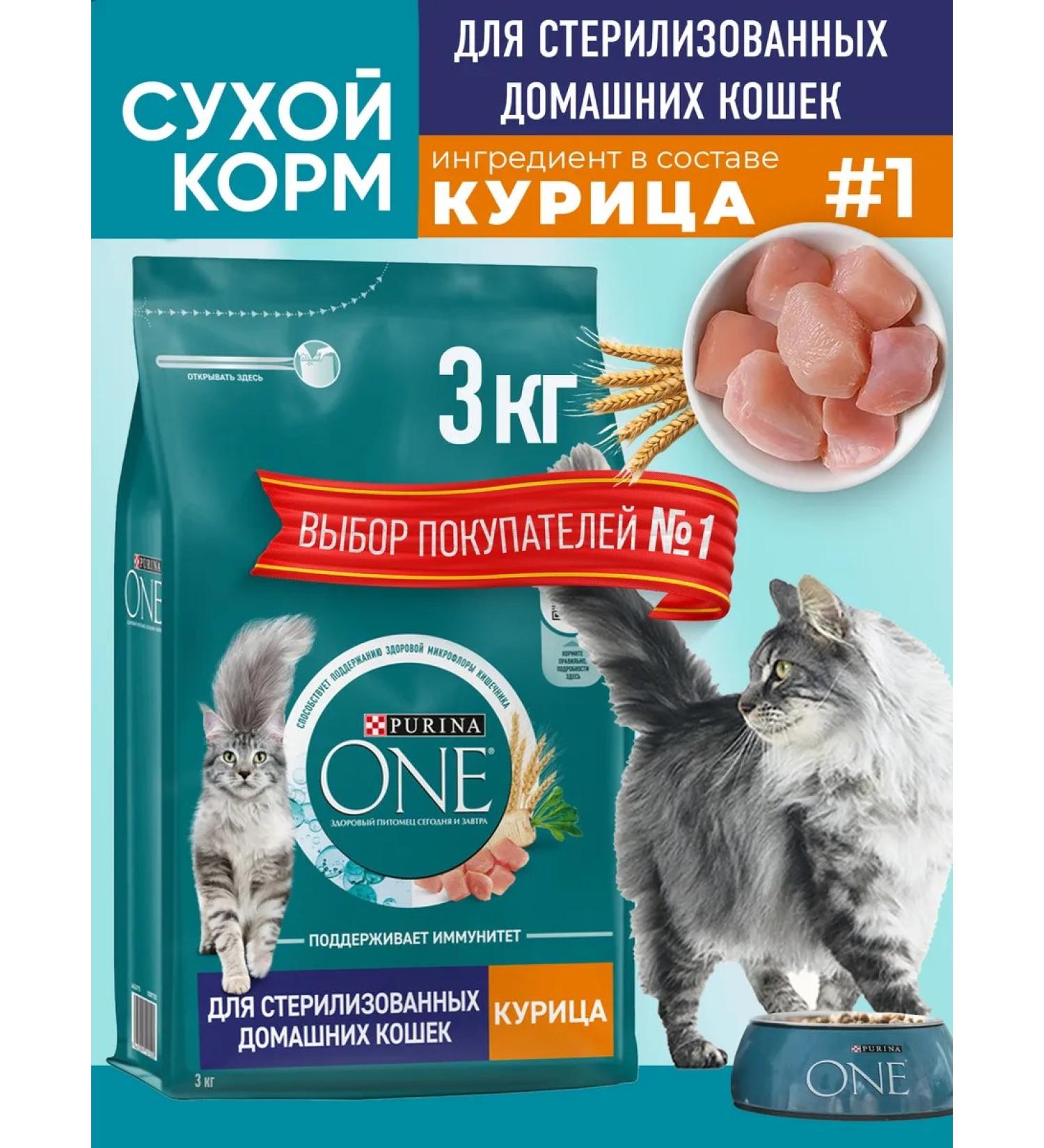 PURINA ONE Dry food of purin for sterilized cats chicken 3kg - Buy Online on GoSupps.com