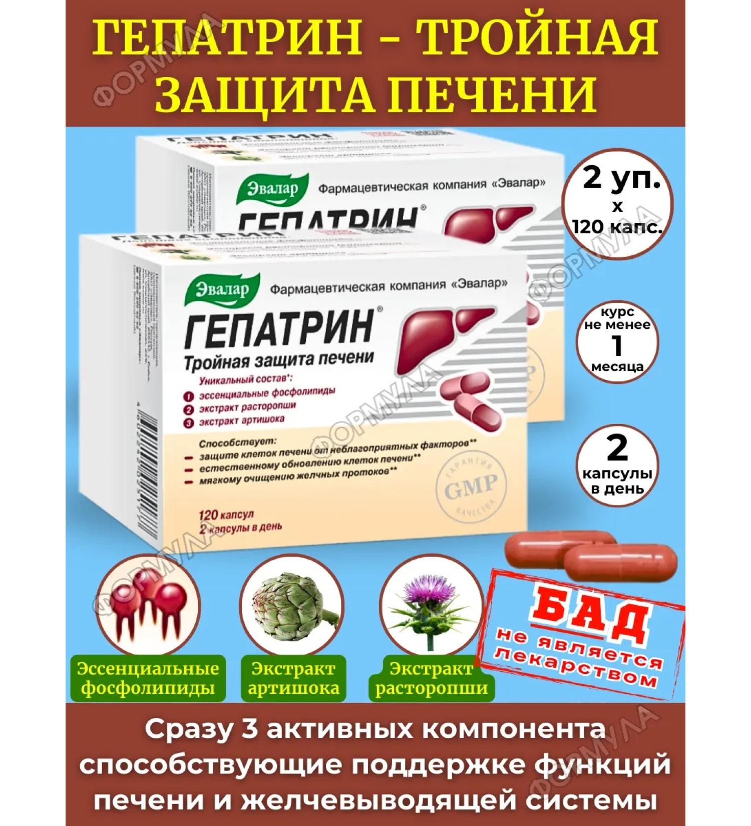 Evalar Hepatrine - Triple Protection of the liver 120kaps*2UP - Buy Online on GoSupps.com