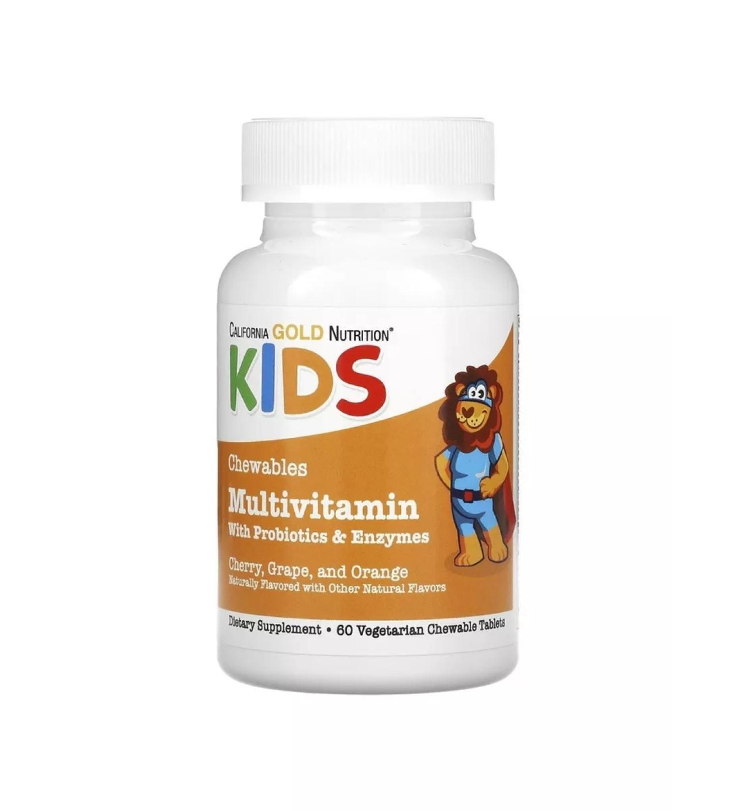 California Gold Nutrition Multivitamins for children with probiotics 60 tablets - Buy Online on GoSupps.com