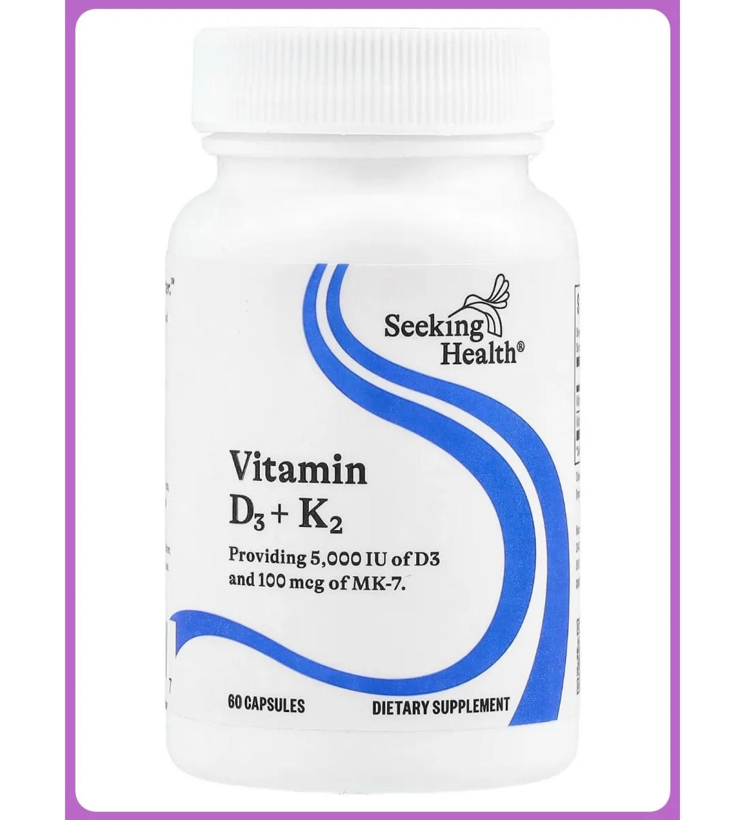 Seeking Health Vitamin D3 + K2 food supplement 60 capsules - Buy Online on GoSupps.com