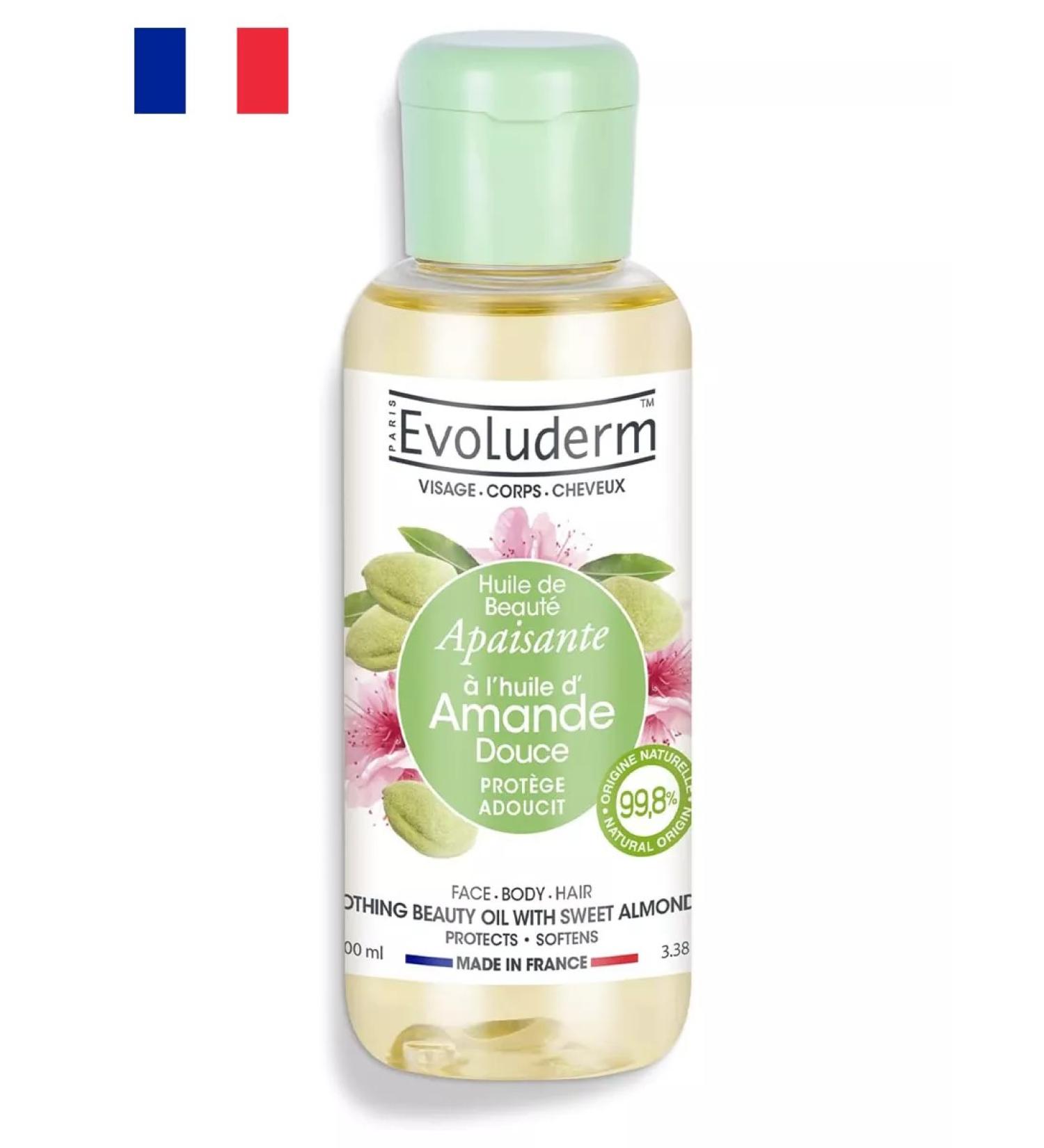 Evoluderm Moisturizing oil for the face body and hair of the almonds 100ml - Buy Online on GoSupps.com