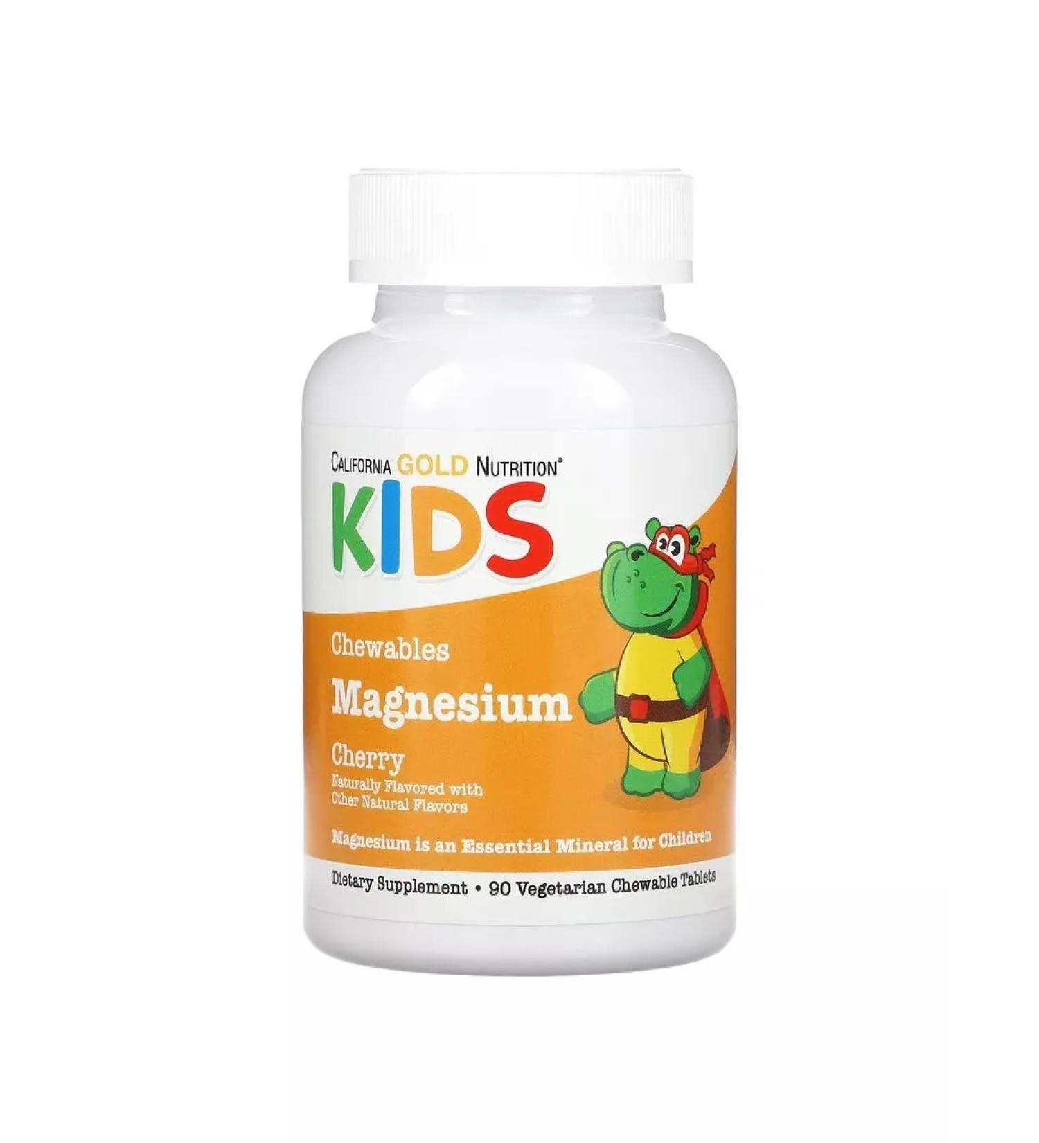 California Gold Nutrition Chewing tablets with magnesium for children the taste of cherries 90 pcs - Buy Online on GoSupps.com