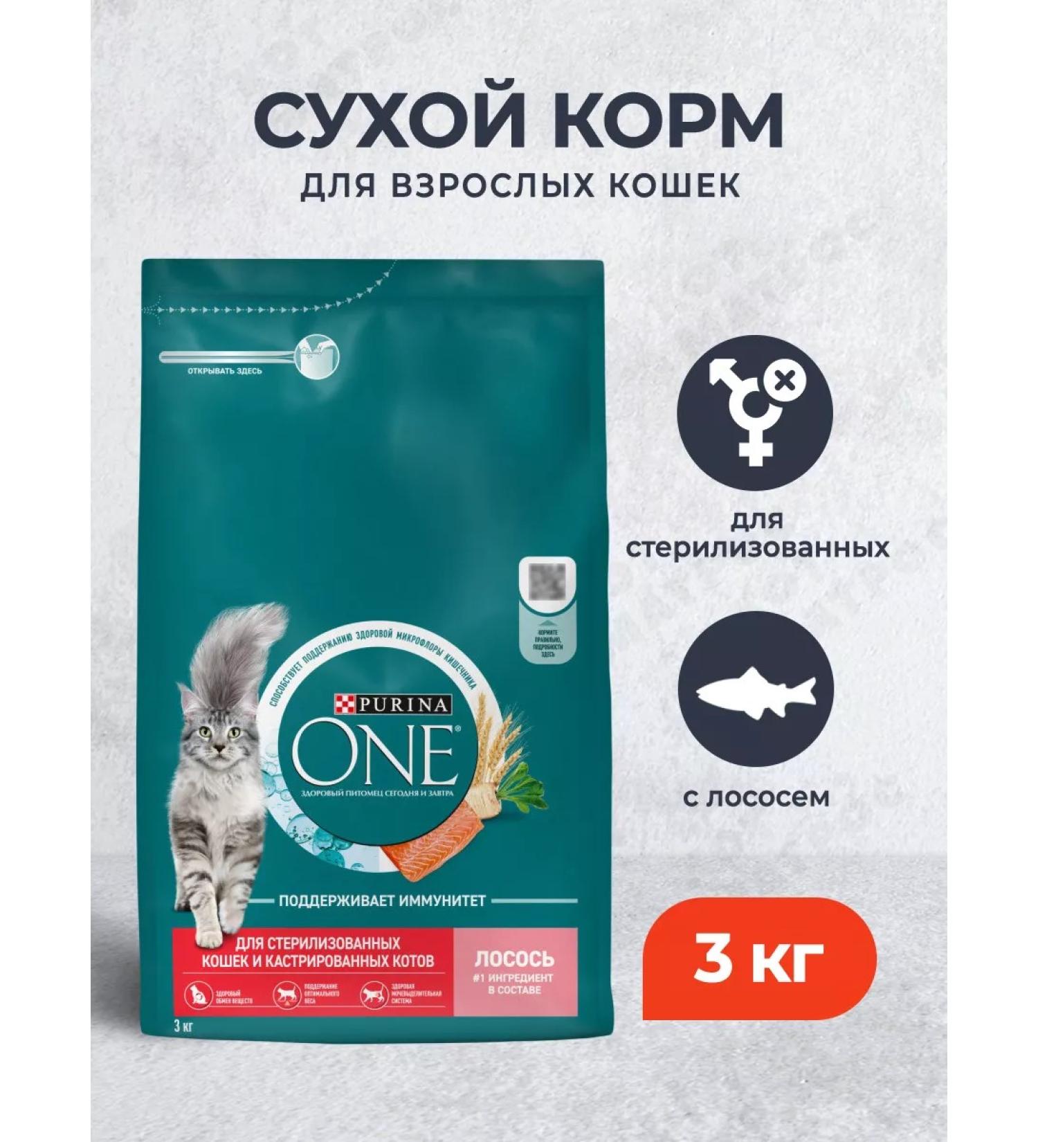 PURINA ONE Dry food for sterilized cats with salmon - 3 kg - Buy Online on GoSupps.com