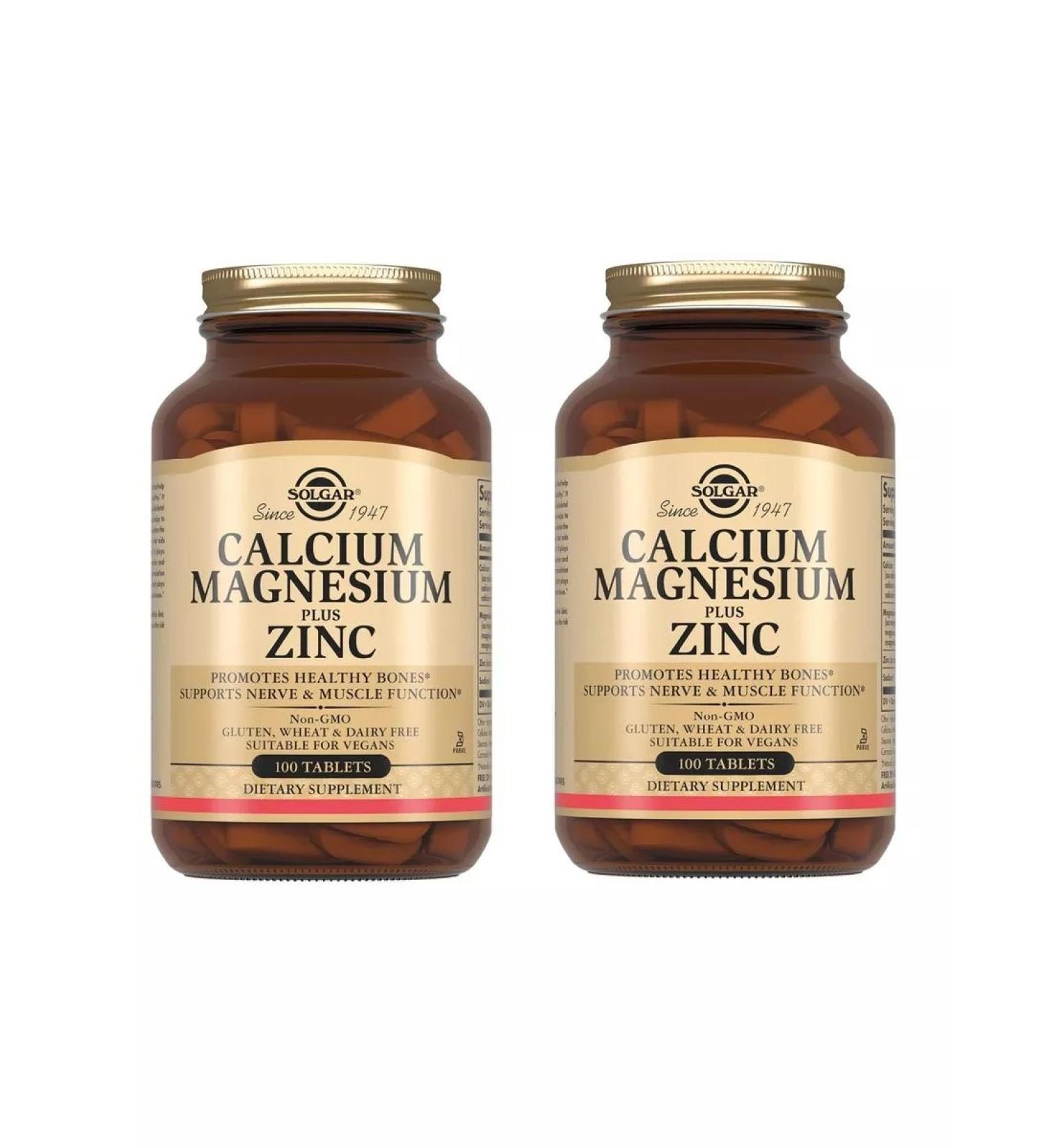 SOLGAR Calcium magnesium zinc 100 tablets 2 pcs