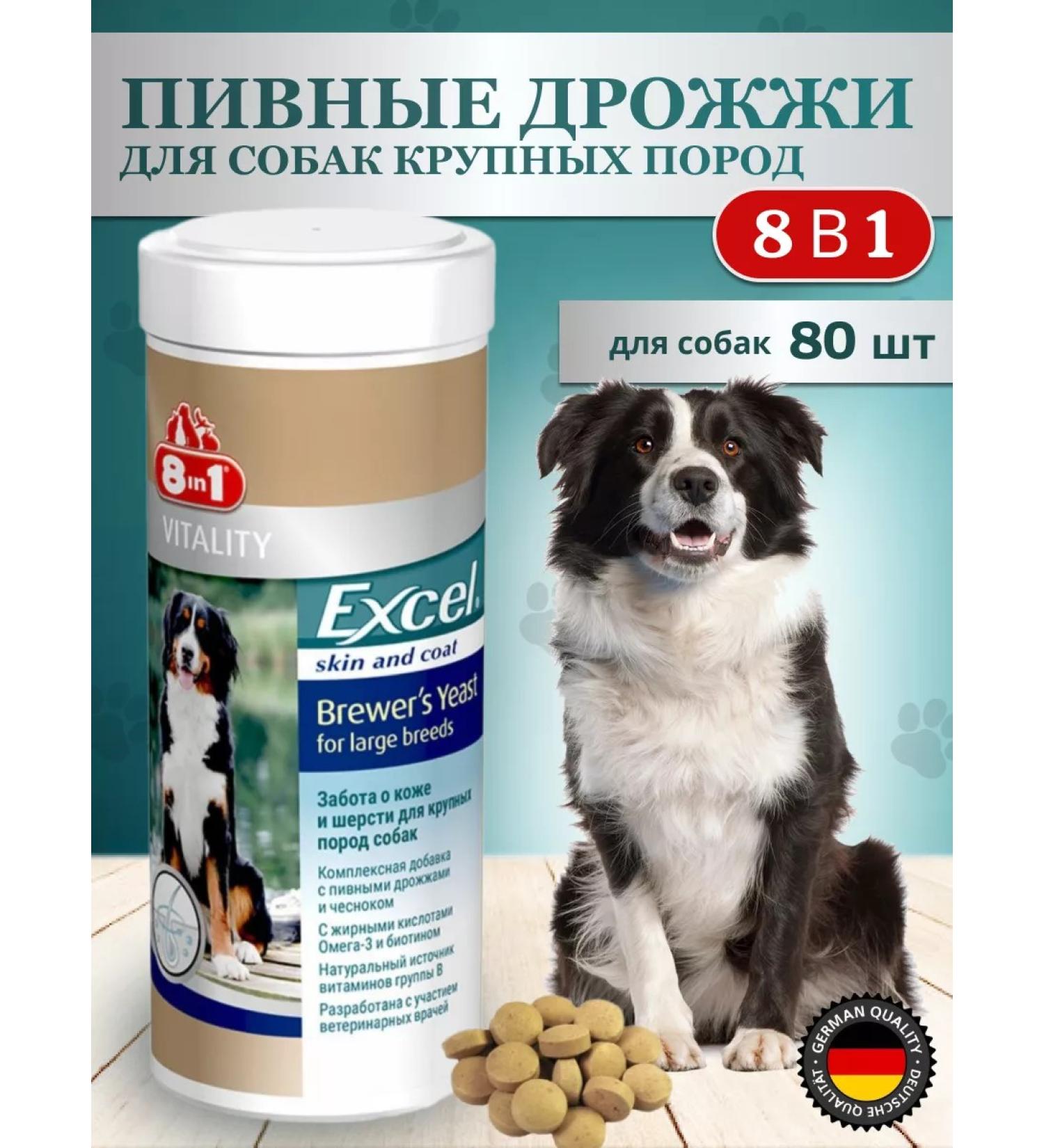 8 in 1 Beer yeast for dogs of large rocks 80 tablets - Buy Online on GoSupps.com