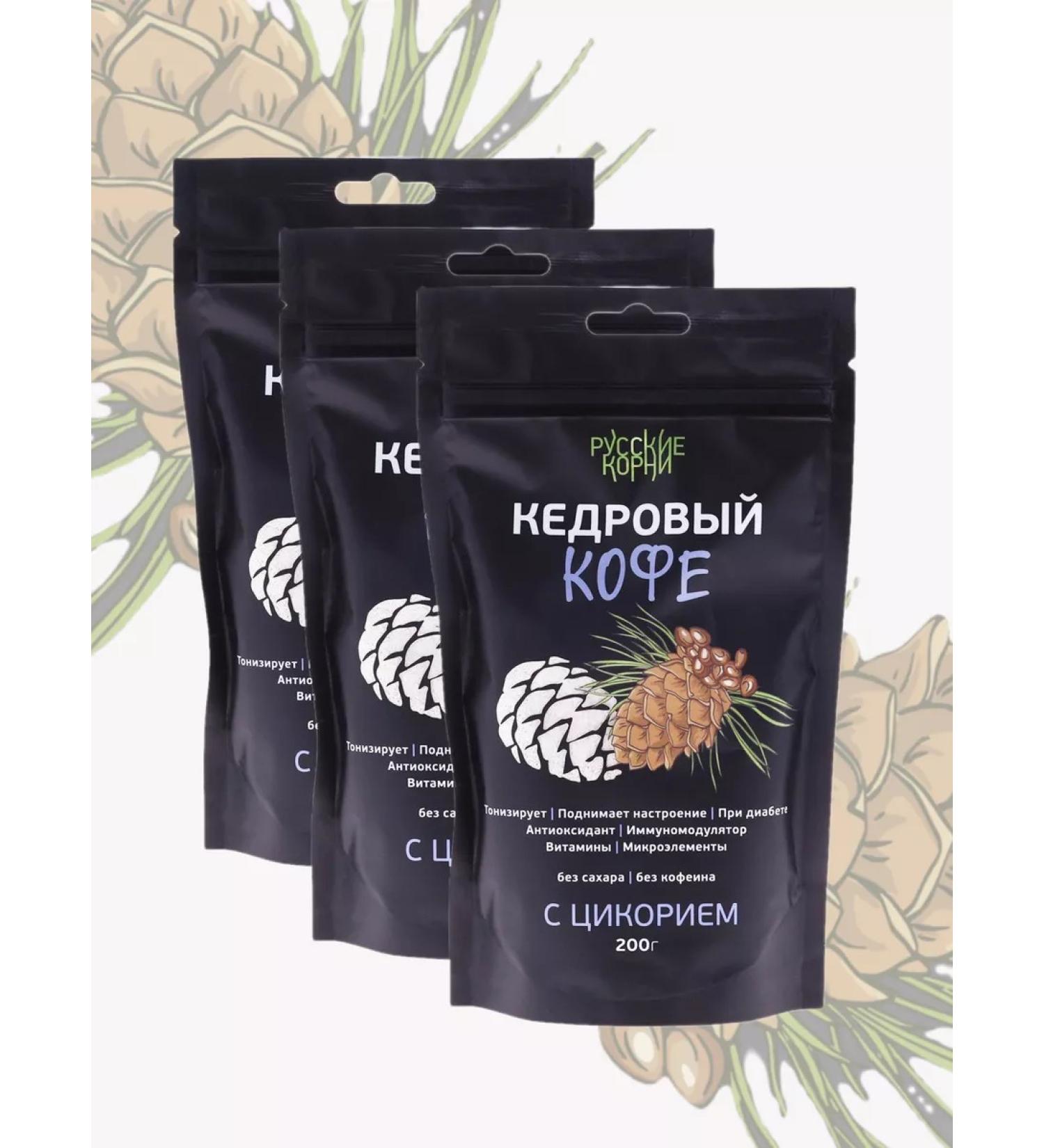 Russian roots Soluble coffee cedar with chicory without caffeine 3 pcs - Buy Online on GoSupps.com