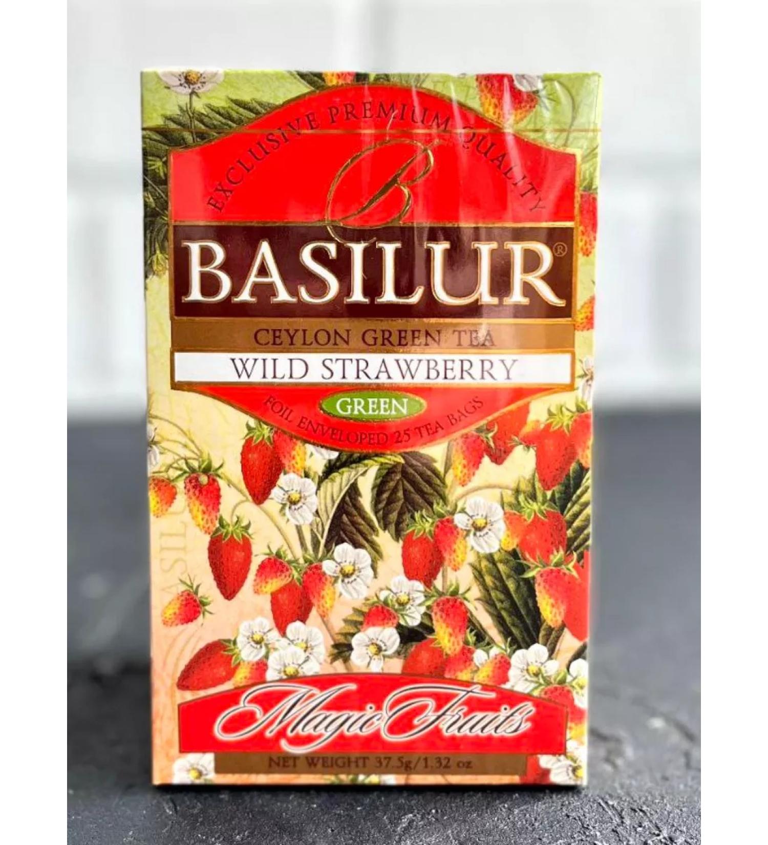 Green Basilur tea forest strawberries 25 bags - Buy Online on GoSupps.com