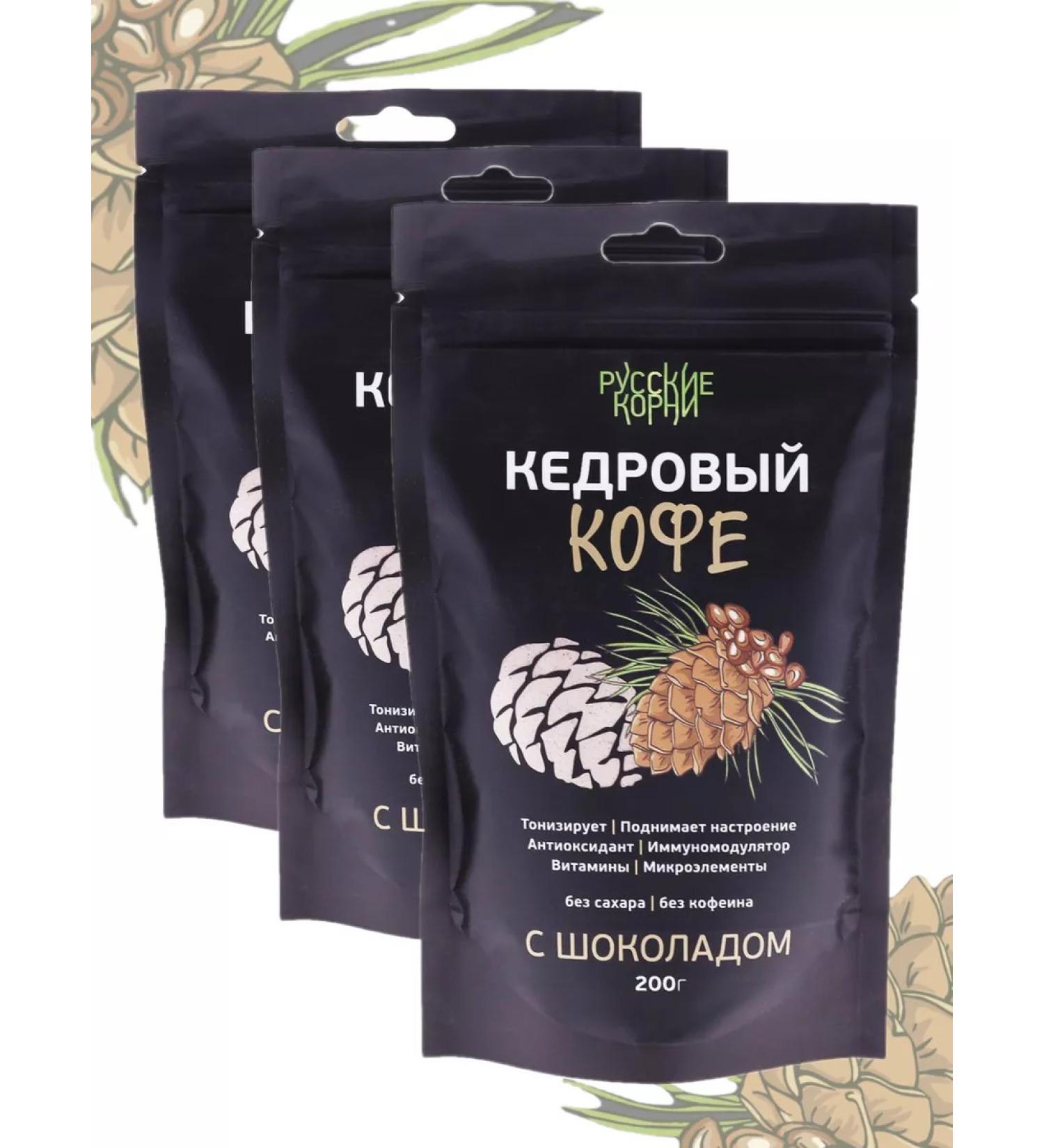 Russian roots Soluble coffee cedar without caffeine with chocolate 3 pcs - Buy Online on GoSupps.com