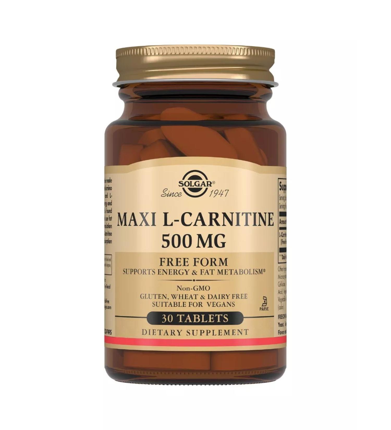 Solgar L-carnitine 500 mg 30 tablets