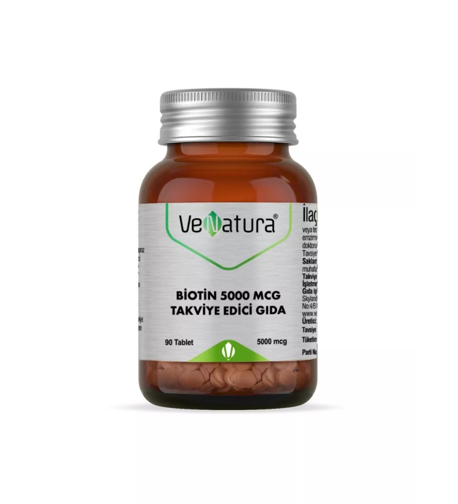 Venatura Biotin 5000 mcg 90 tablets Biotin 5000 mkg - Buy Online on GoSupps.com