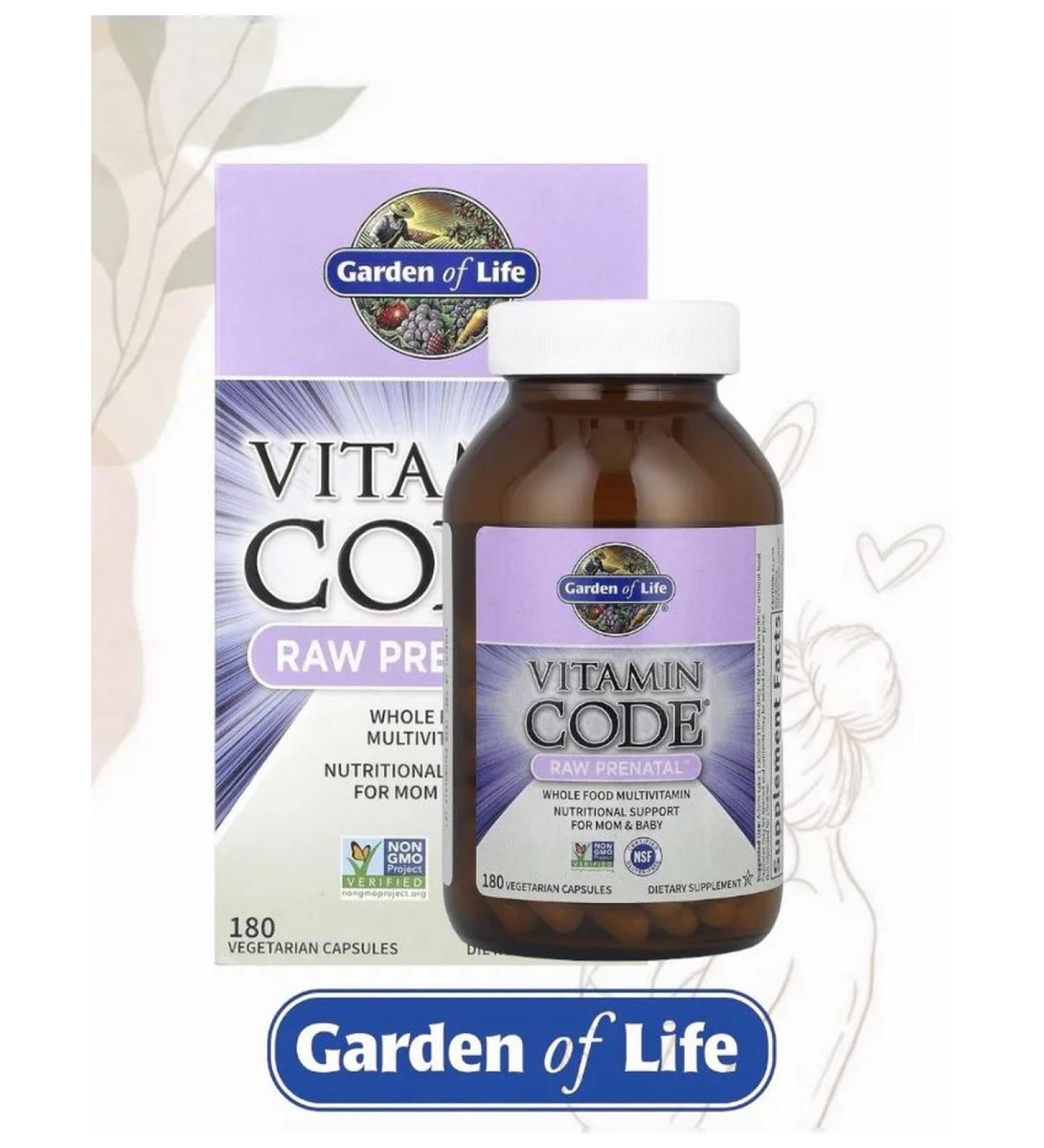 Garden of Life Vitamin Code Raw Prenatal 180 vegetarian capsules - Buy Online on GoSupps.com