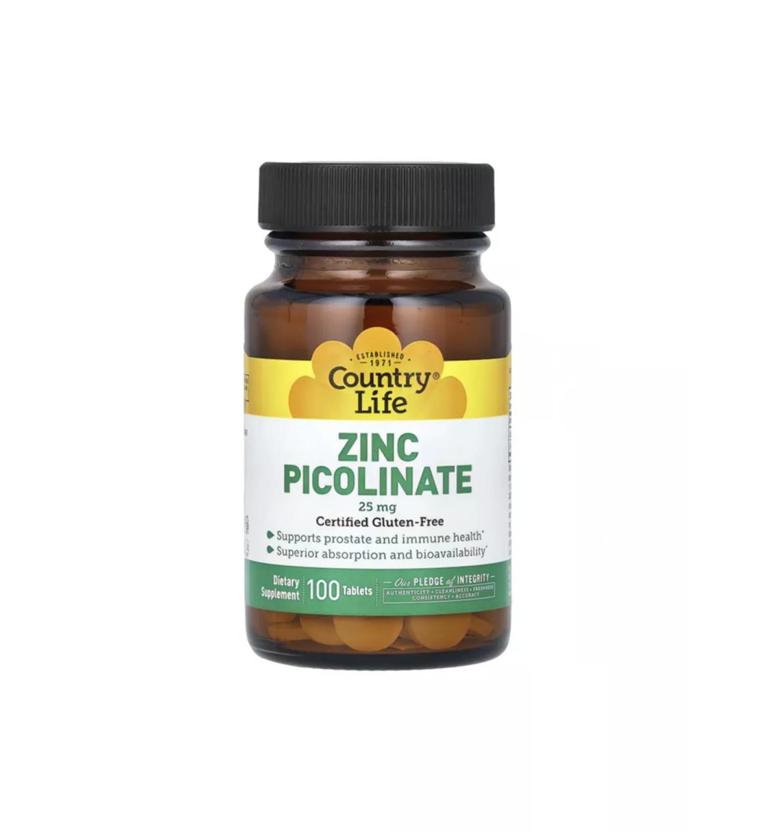 Country Life zinc 25 mg 100 tablets