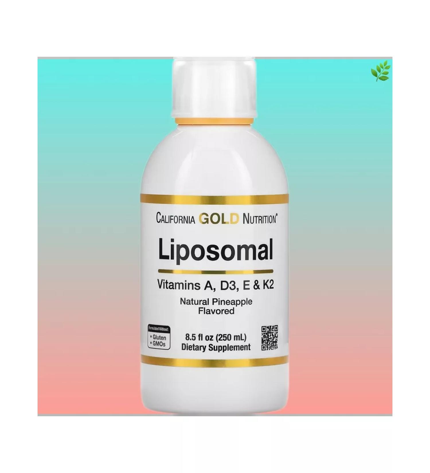 California Gold Nutrition Liposomal vitamins A D3 E and K2 250 ml