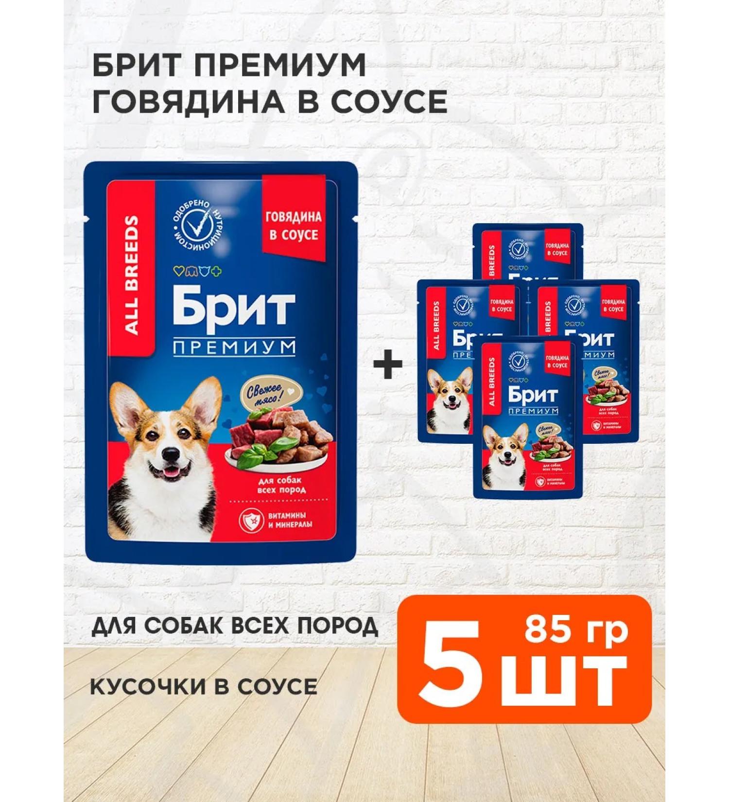 Brit Wet feed Premium for dog dogs in sauce 85 g 5 pcs - Buy Online on GoSupps.com