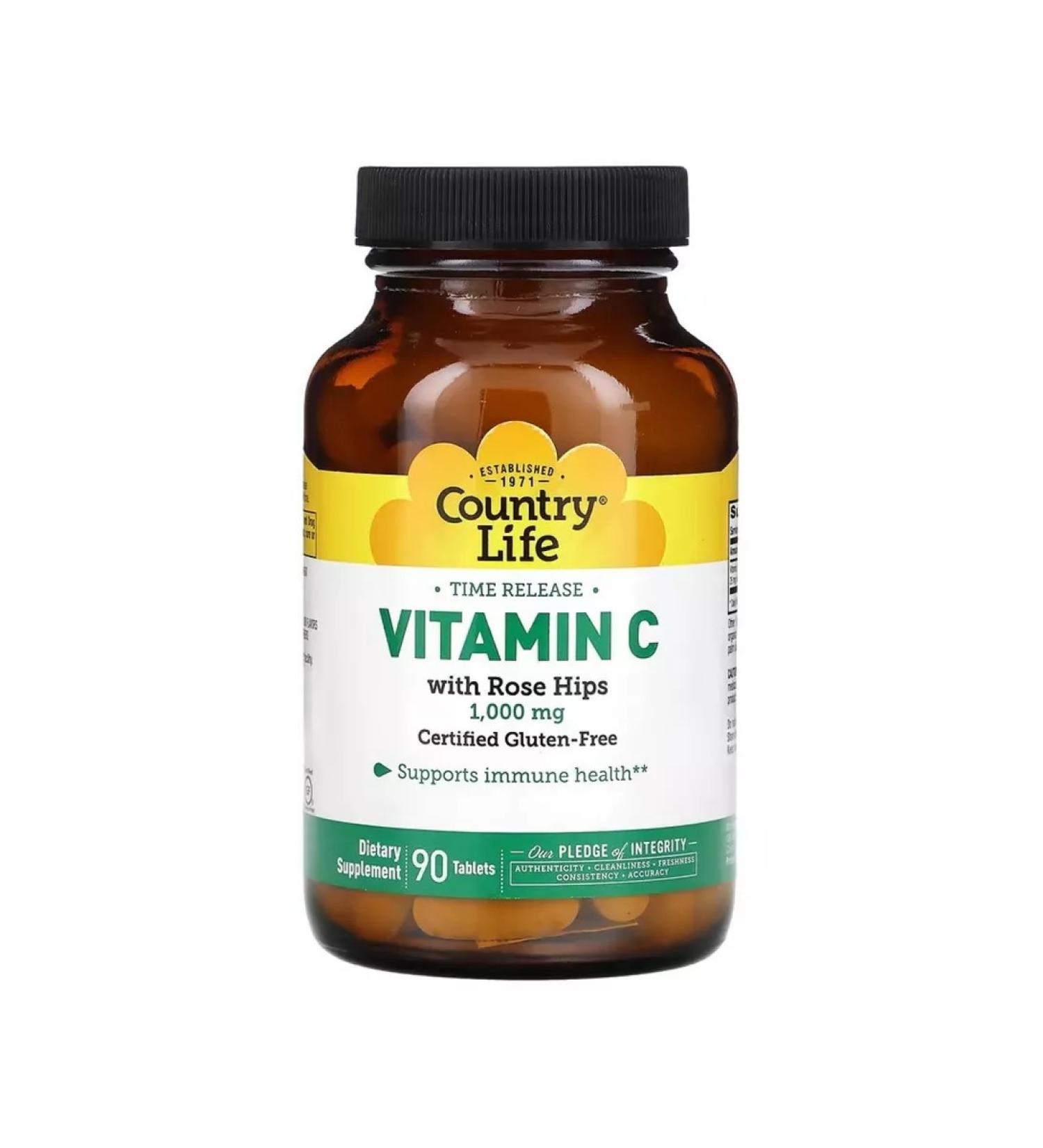 Country Life Vitamin C with rose hips 1000 mg 90 tablets