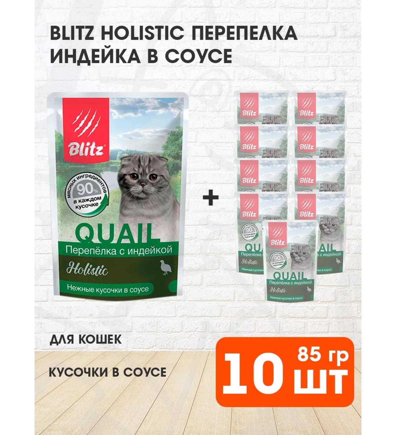 BLITZ Wet feed Holistic for cats quail turkey 85 g 10 pcs - Buy Online on GoSupps.com