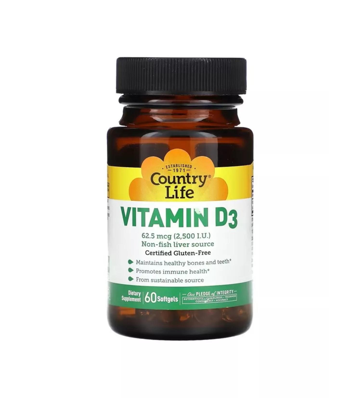 Country Life Vitamin D3 62.5 g 2500 IU 60 pieces