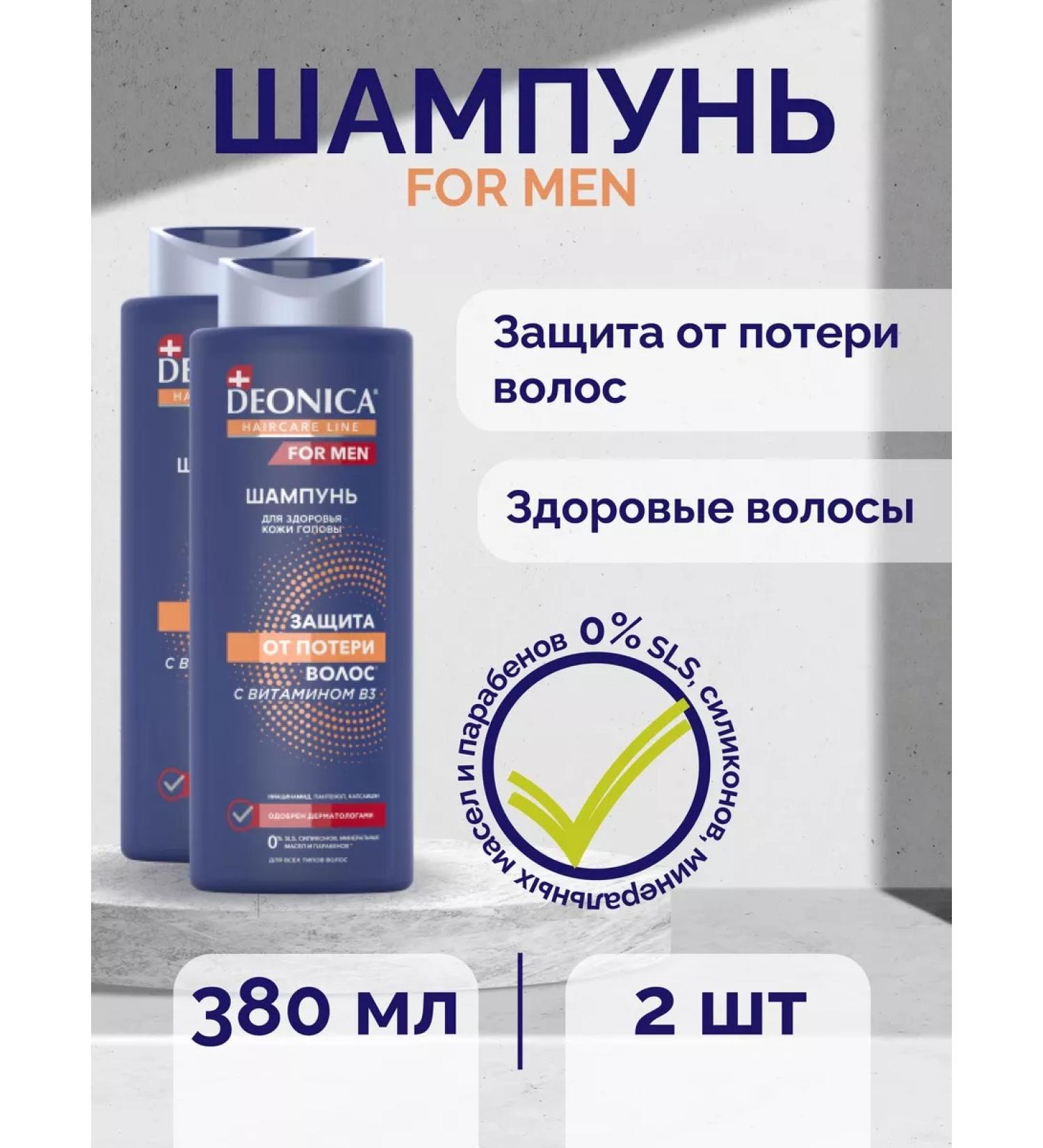 DEONICA Shampoo protection against hair loss 380 ml 2pcs - Buy Online on GoSupps.com