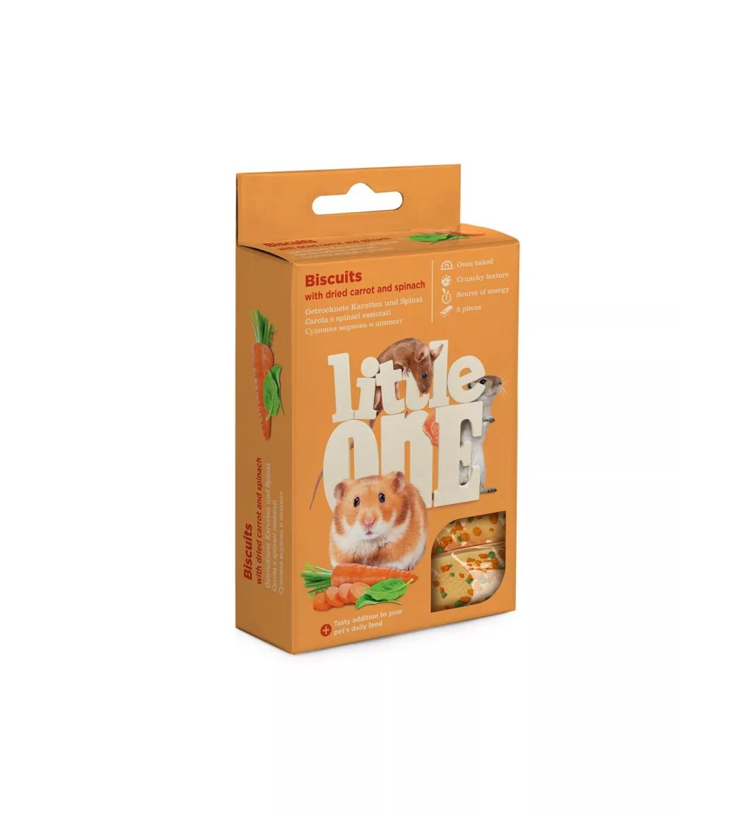 LITTLE ONE Biscuits for small rodents with carrots and spinach 5x7 gr - Buy Online on GoSupps.com