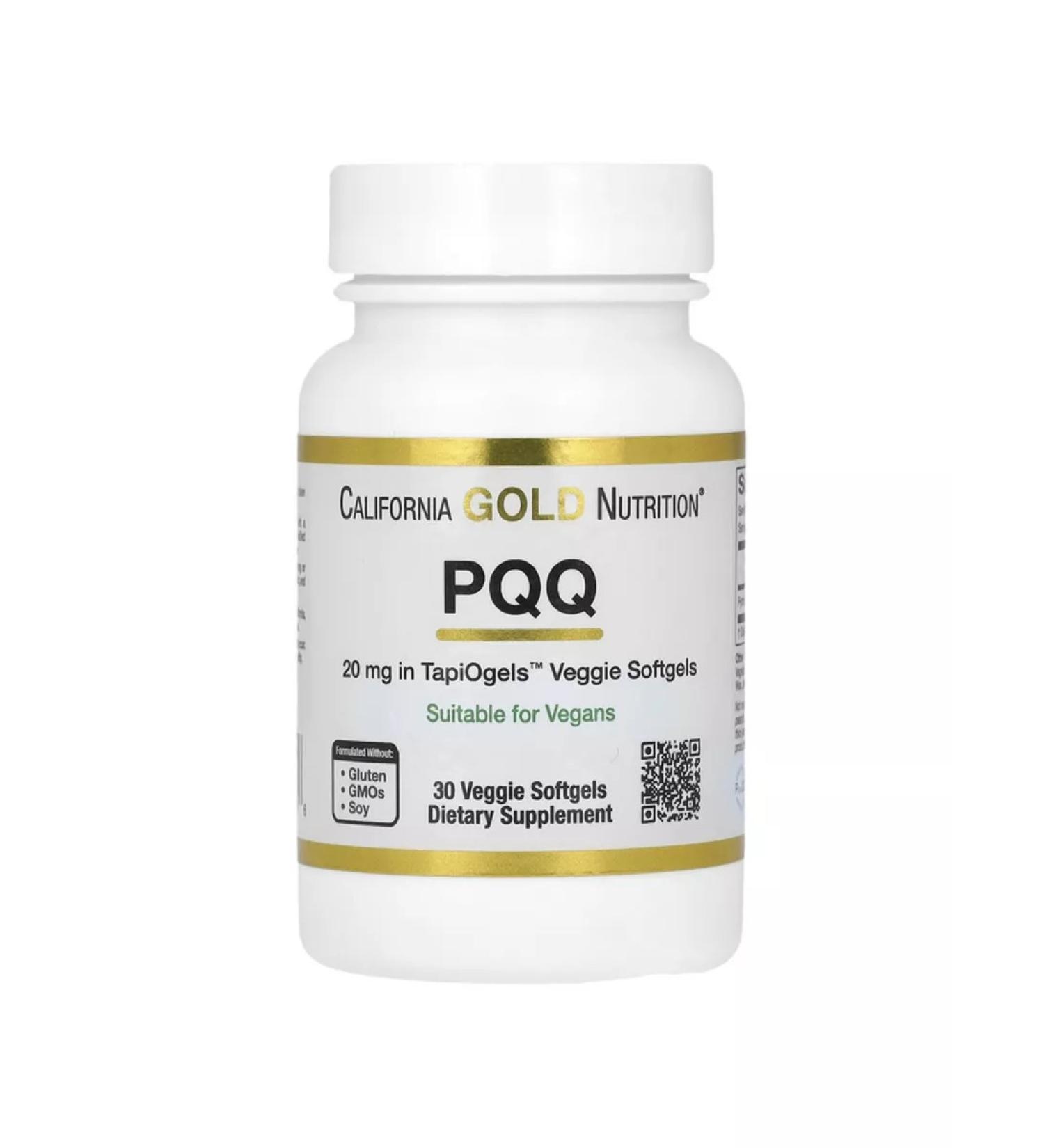 California Gold Nutrition PQQ (pyrrolokhinolinhinone) food supplement 20 mg 30 capsules - Buy Online on GoSupps.com