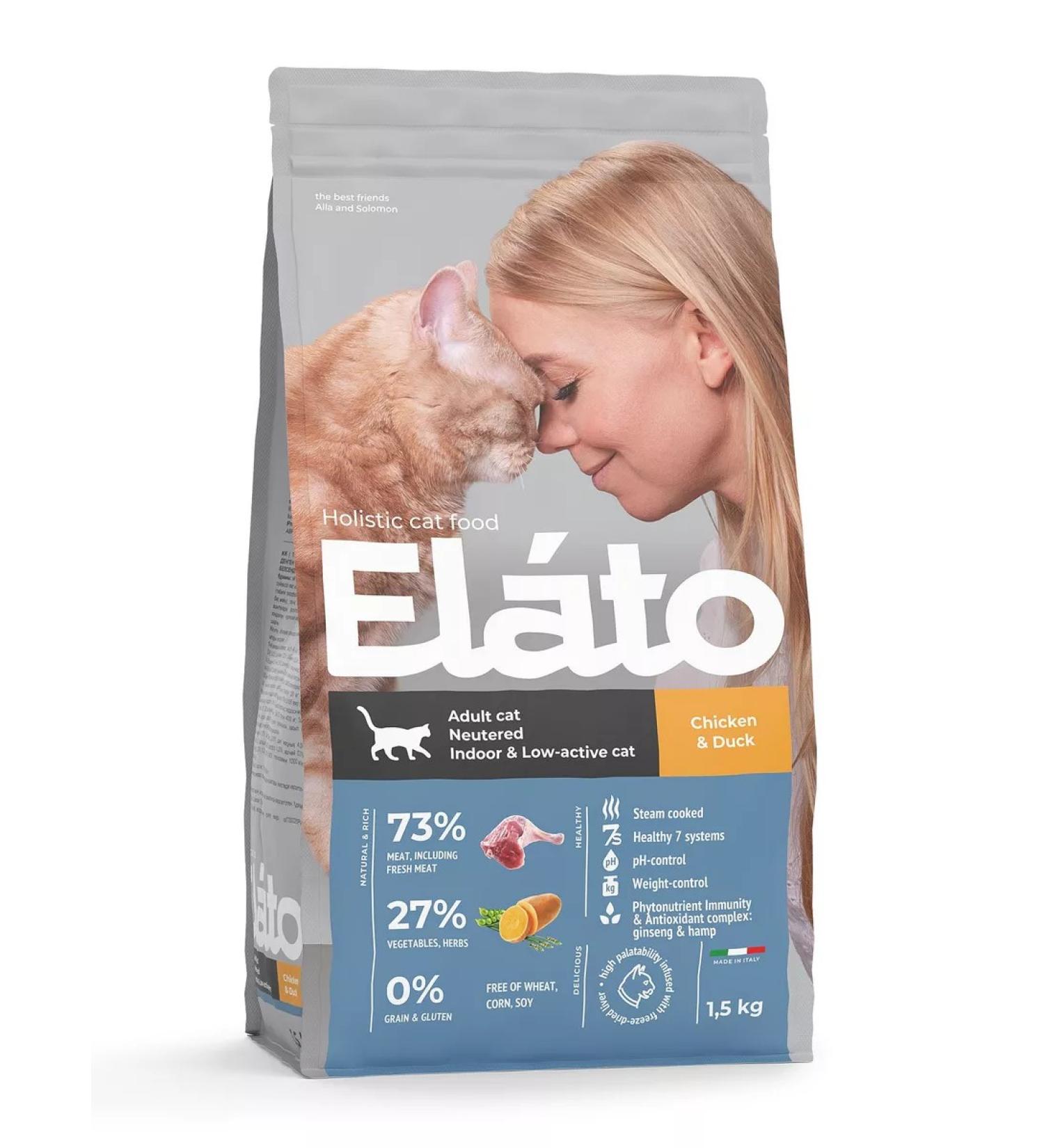 Elato Holistic for sterilized cats chicken and duck 1.5 kg - Buy Online on GoSupps.com