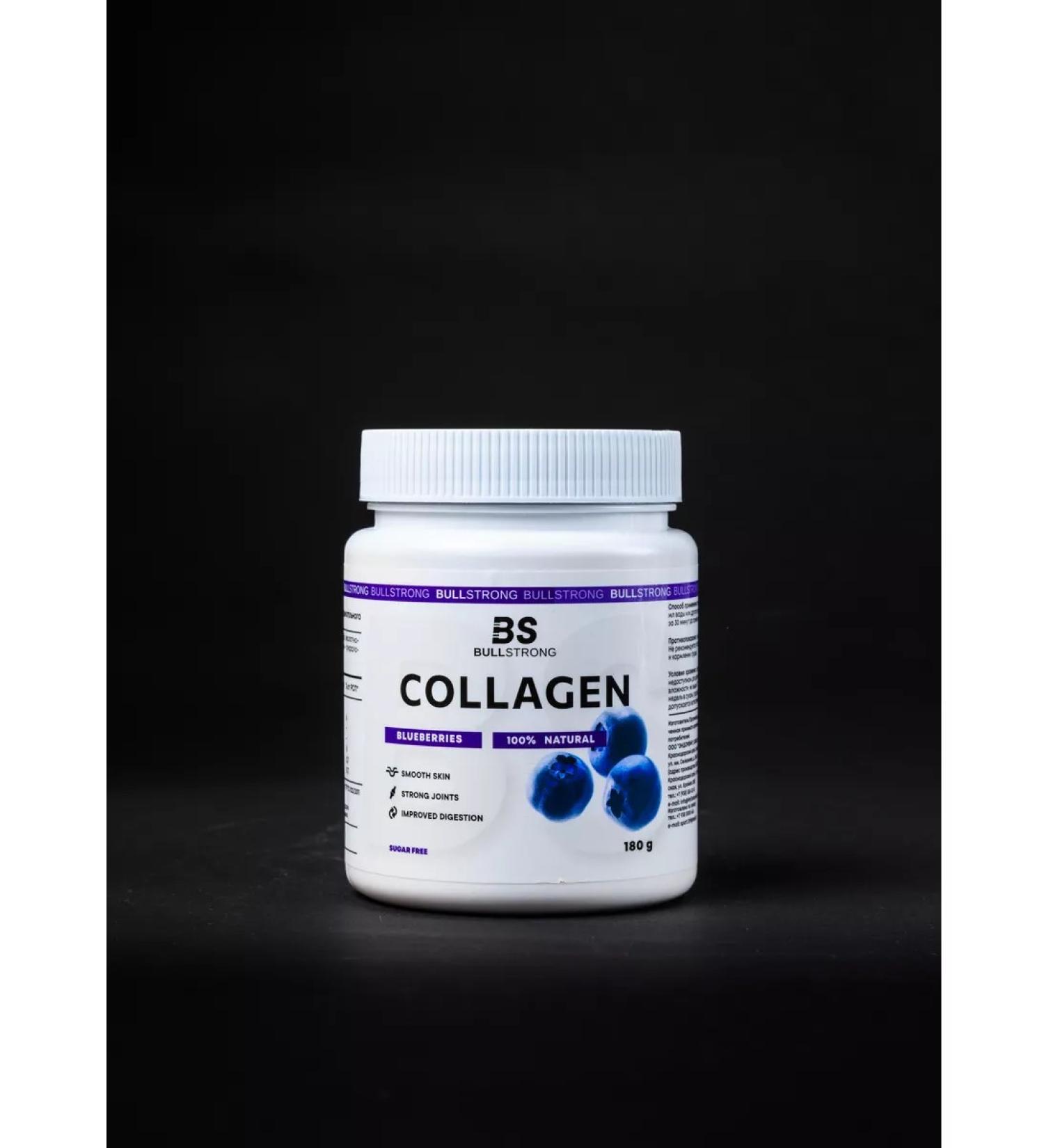 Bullstrong Collagen from Bulstrong with the taste of blueberries 180 g - Buy Online on GoSupps.com