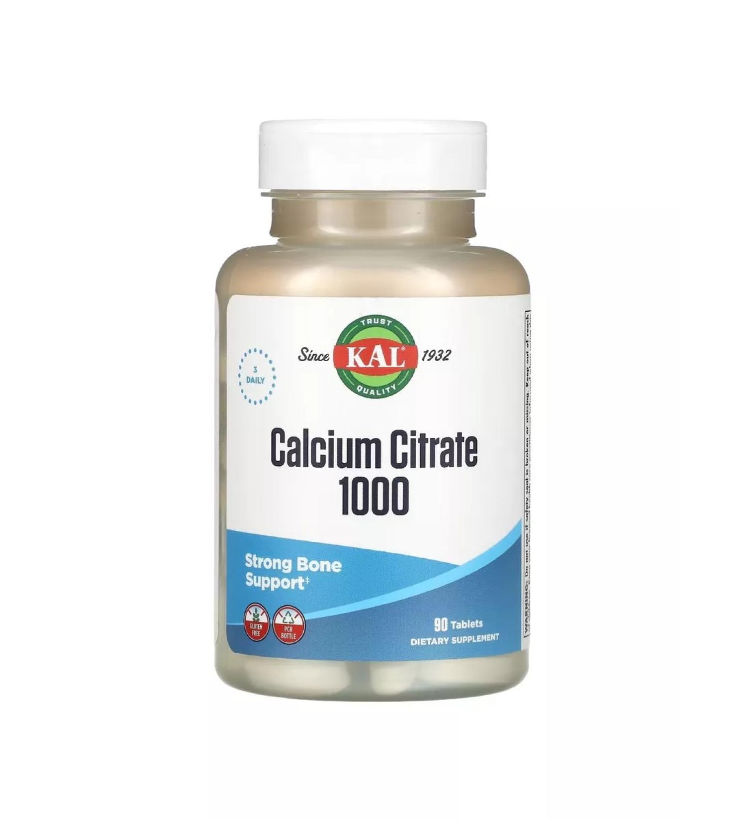 KAL Calcium Citrate 1000 333 mg 90 tablets