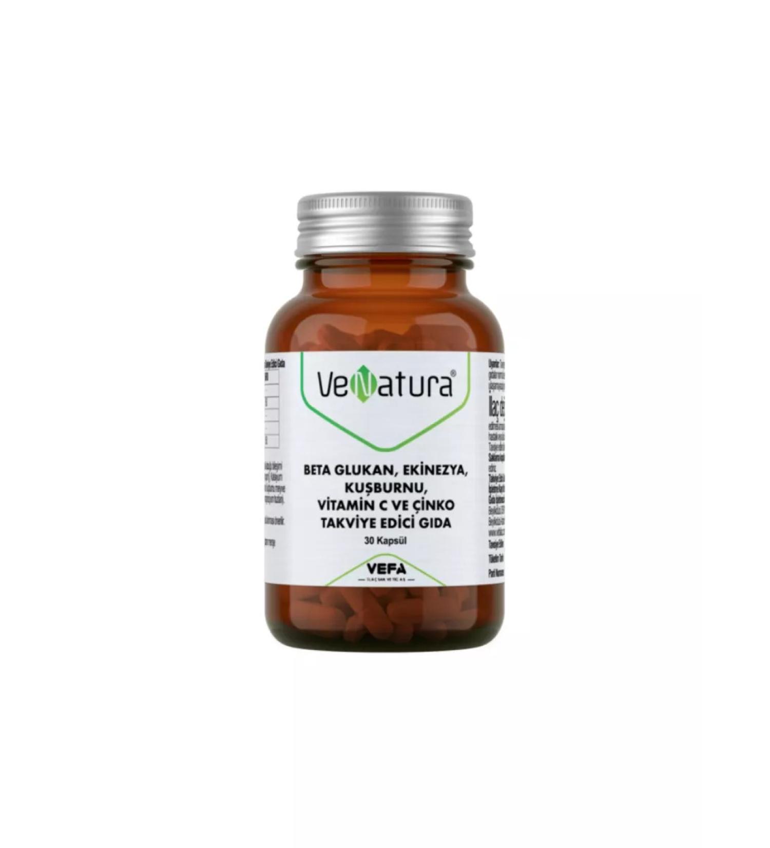 Venatura Beta-glucan echinacea Rosehip vitamin C and zinc 30 capsules - Buy Online on GoSupps.com