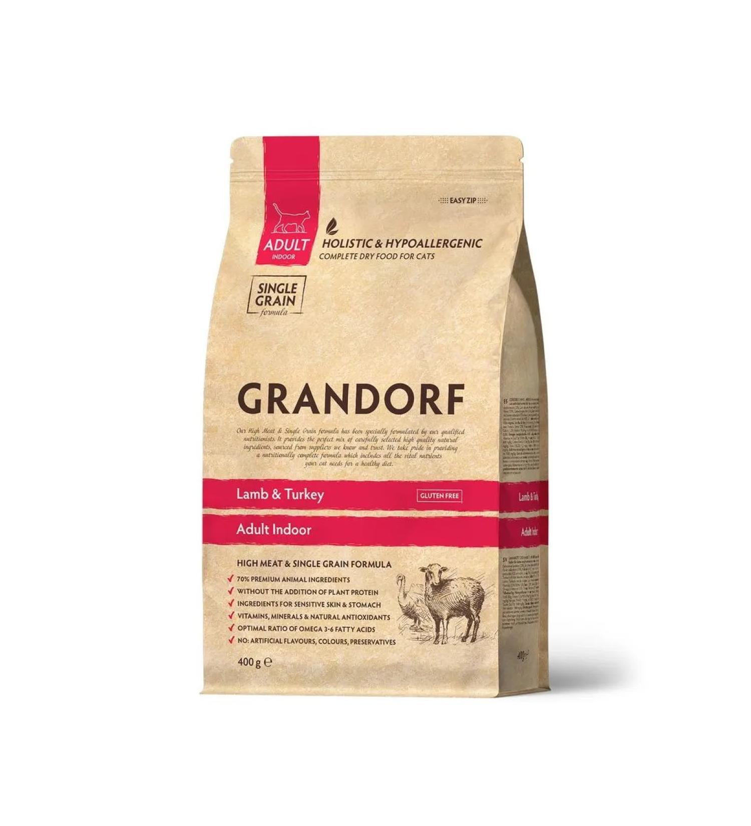 Grandorf Dry food for cats with lamb and turkey 400 g - Buy Online on GoSupps.com