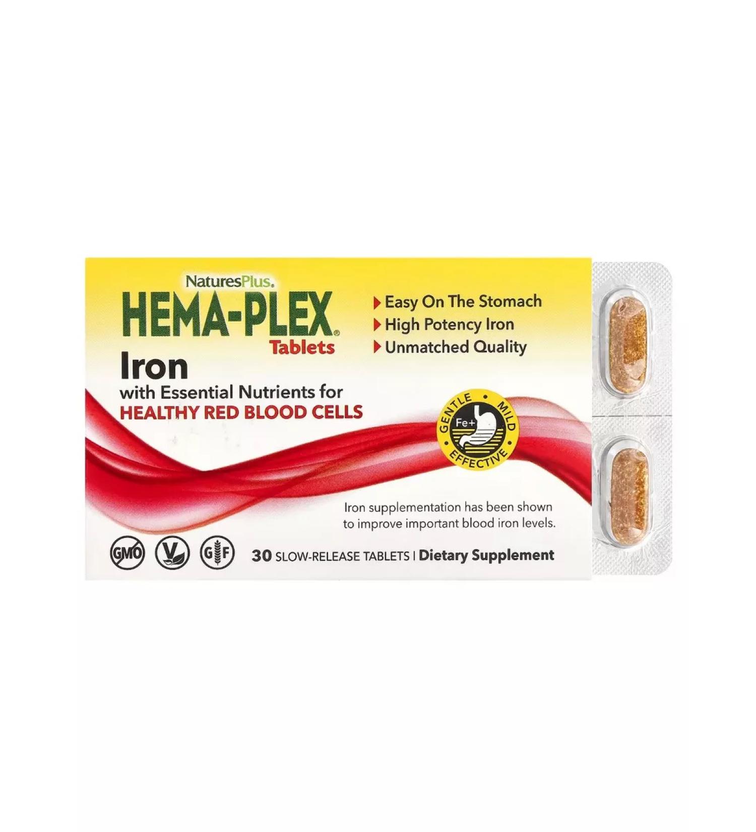 Natures Plus HEMA-PLEX iron 30 tablets of slow release