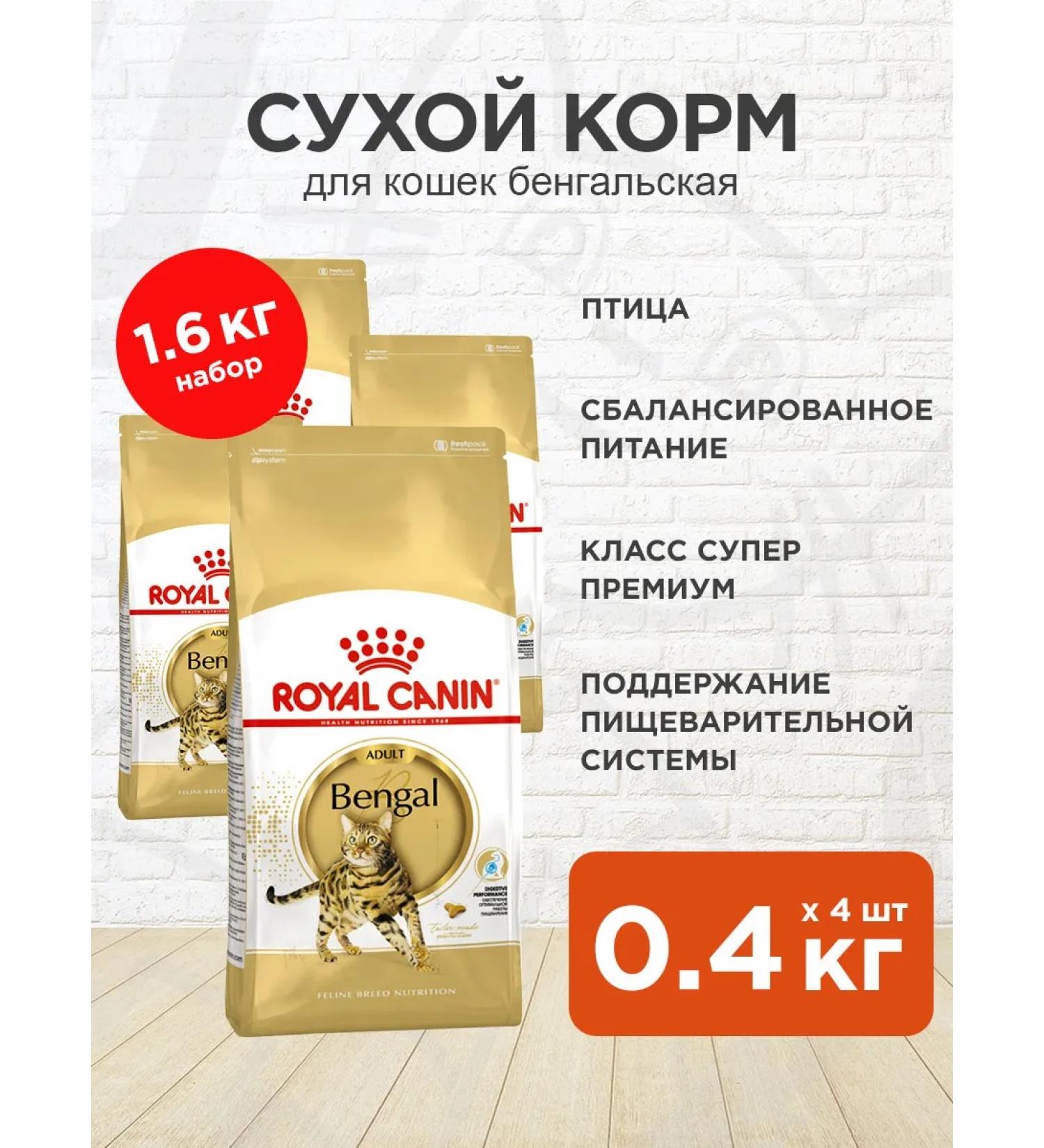 ROYAL CANIN Dry Bengal food for cats Bengal 0.4 kg 4 pcs - Buy Online on GoSupps.com