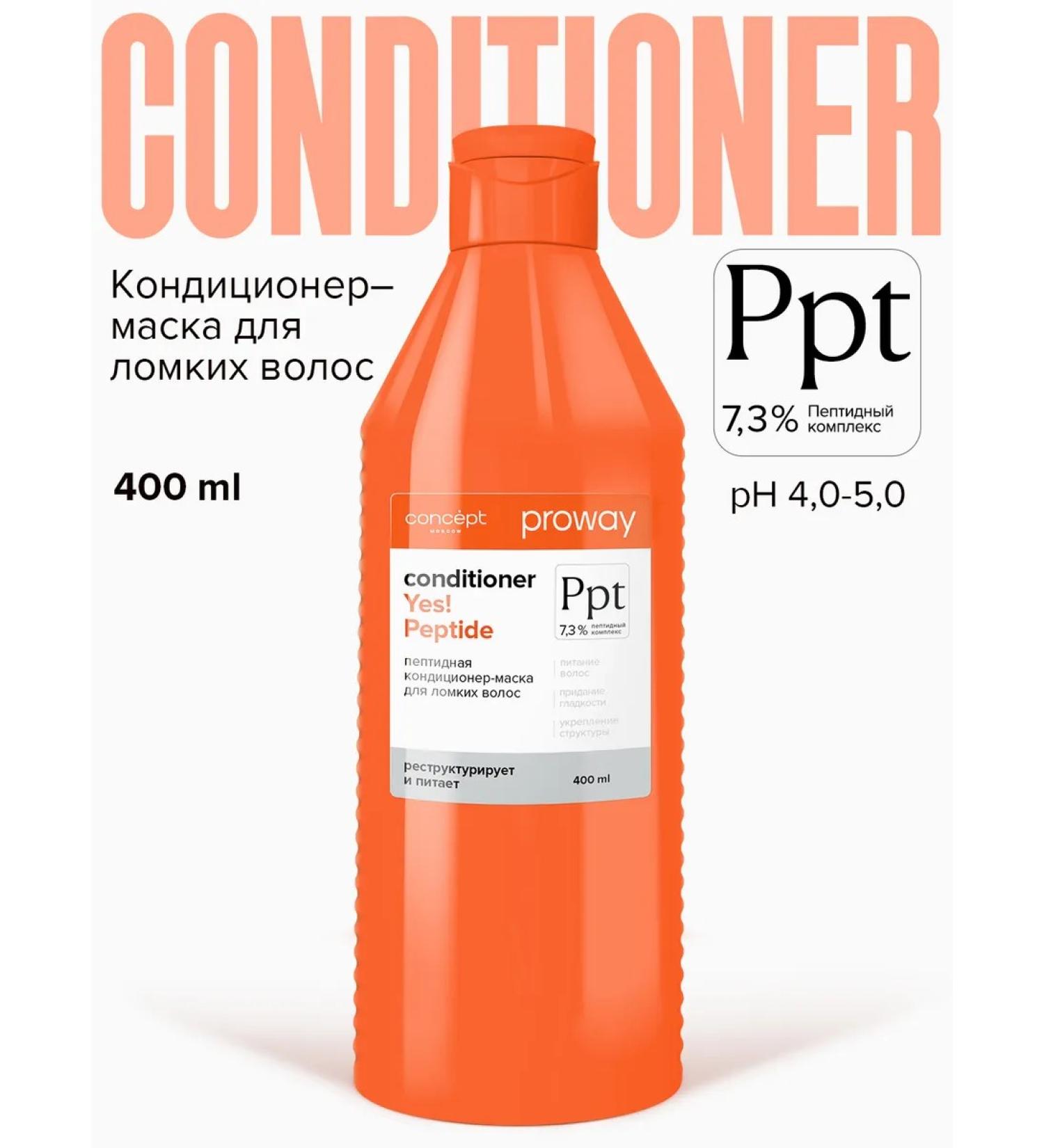 CONCEPT MOSCOW Air conditioner with peptides for brittle hair 400 ml - Buy Online on GoSupps.com