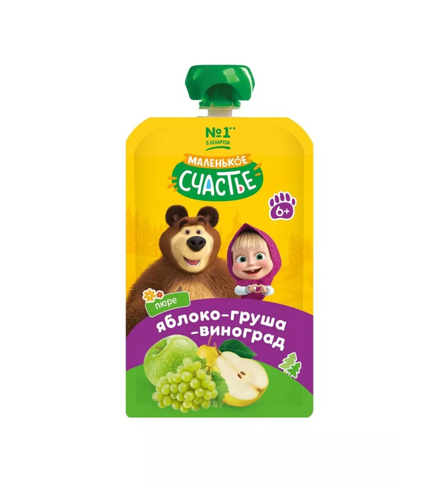 Masha and the Bear Mashed apple pear grapes from 6 months 12 pcs. in 180