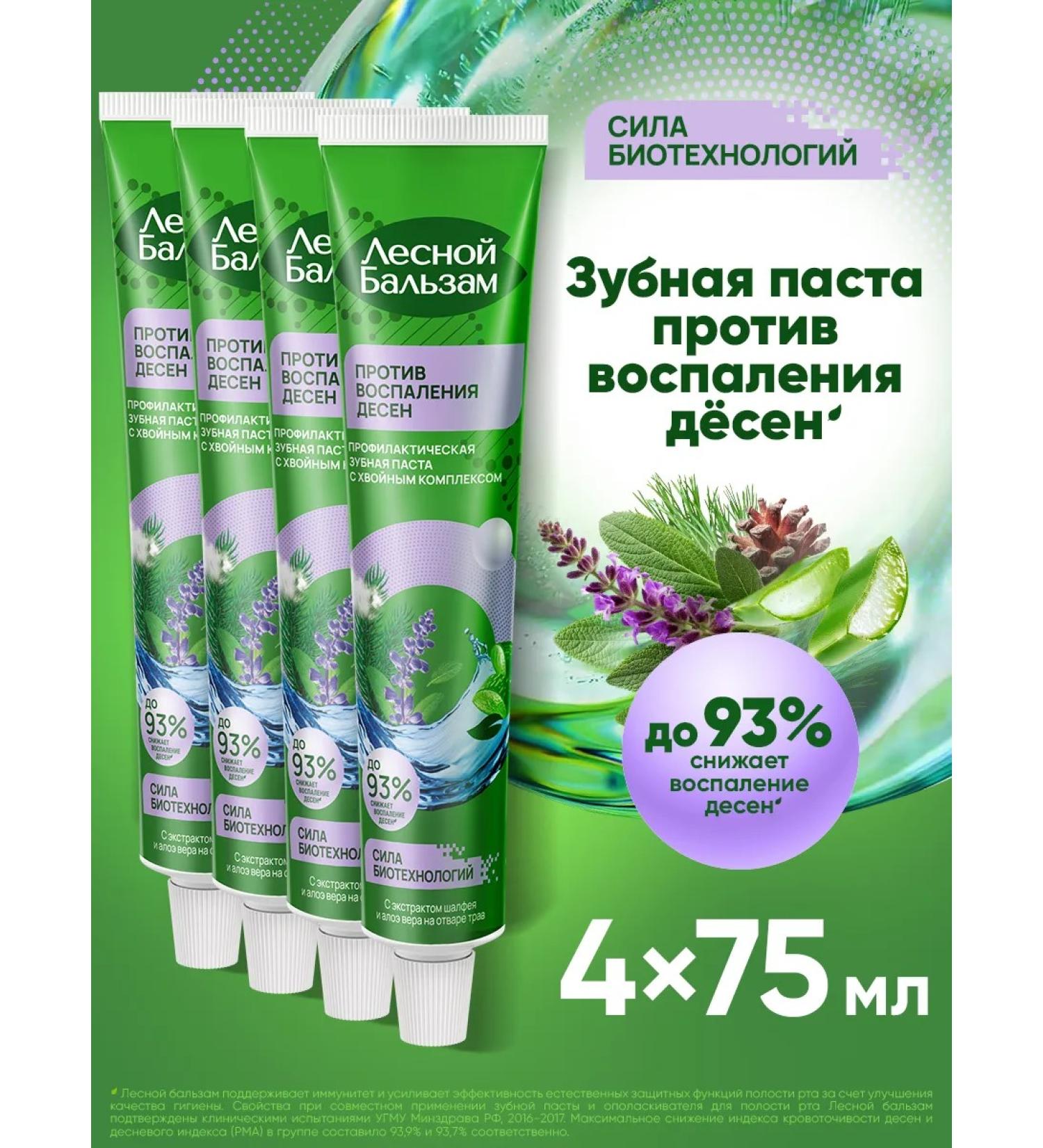 Forest balsam Toothpaste against gum inflammation with sage 75 ml 4pcs - Buy Online on GoSupps.com