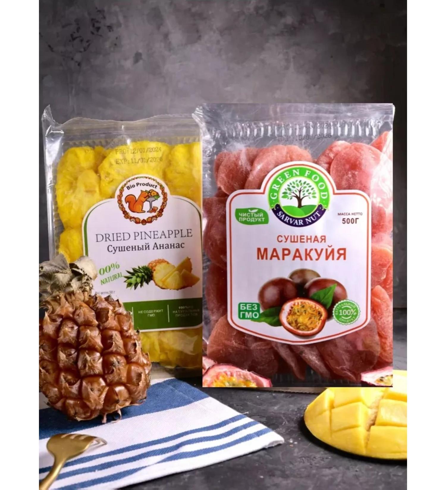 Useful thread Marakuya and dried pineapple fruits without sugar 1 kg
