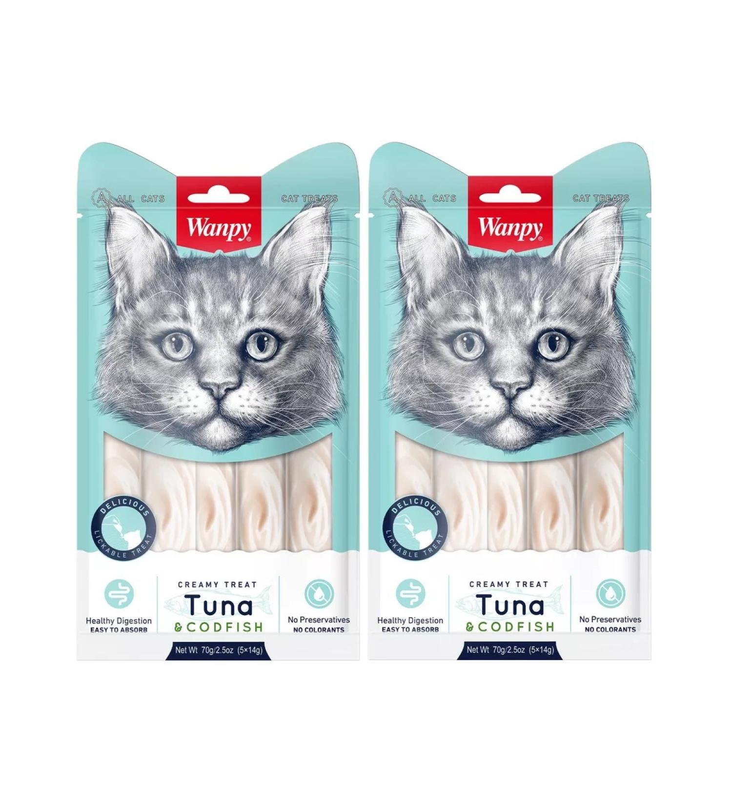 Wanpy Cat treat for delicate tuna puree and cod x 2 pcs - Buy Online on GoSupps.com