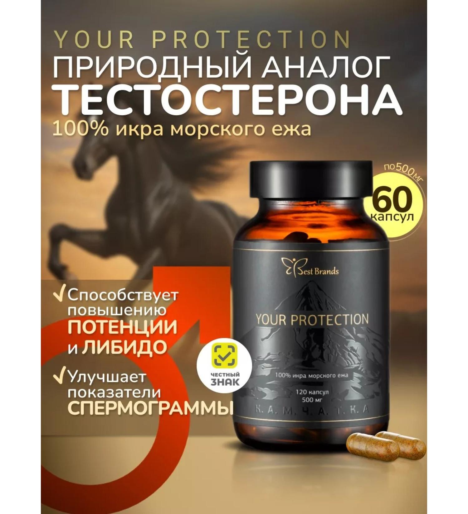 Best Brands 100% caviar of the sea hedgehog. Your Protection. 60 capsules of 0.5 g - Buy Online on GoSupps.com